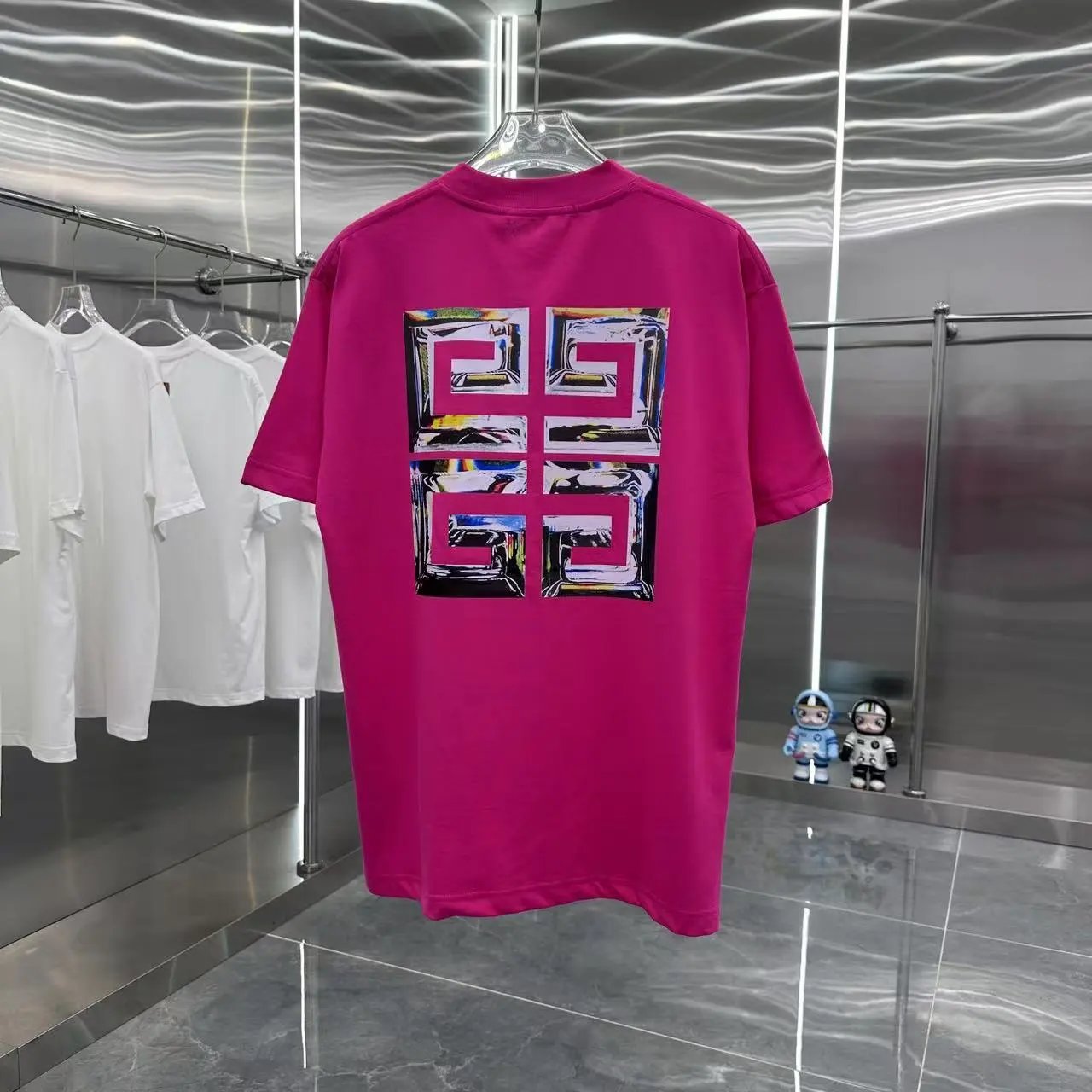 Givenchy T-shirt Back with colorful large4G Printing logo round Neck Short Sleeve25ss New pure cotton T Unisex T-Shirt OS Loose Fit Base Shirt Top Half Sleeve T-Shirt