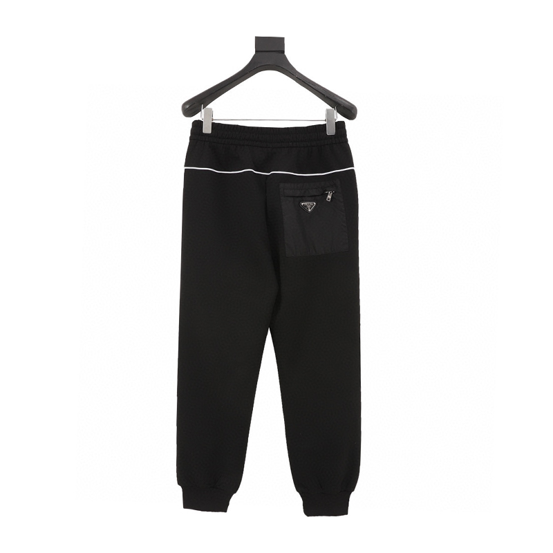 PRADA Sweatpants Pocket Triangle Mark Space Cotton Trousers for Men and Women