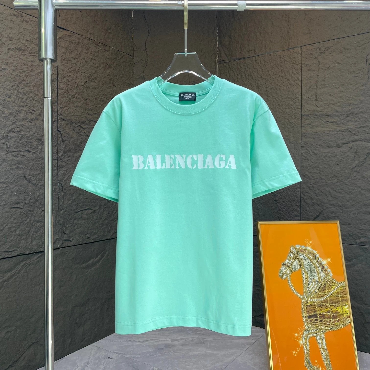 Balenciaga T-shirt Chest Letter Print logo round Neck Short Sleeve25ss New Pure Cotton Unisex Style T T-shirt OS Loose Fit Base Shirt Top Half Sleeve T-Shirt