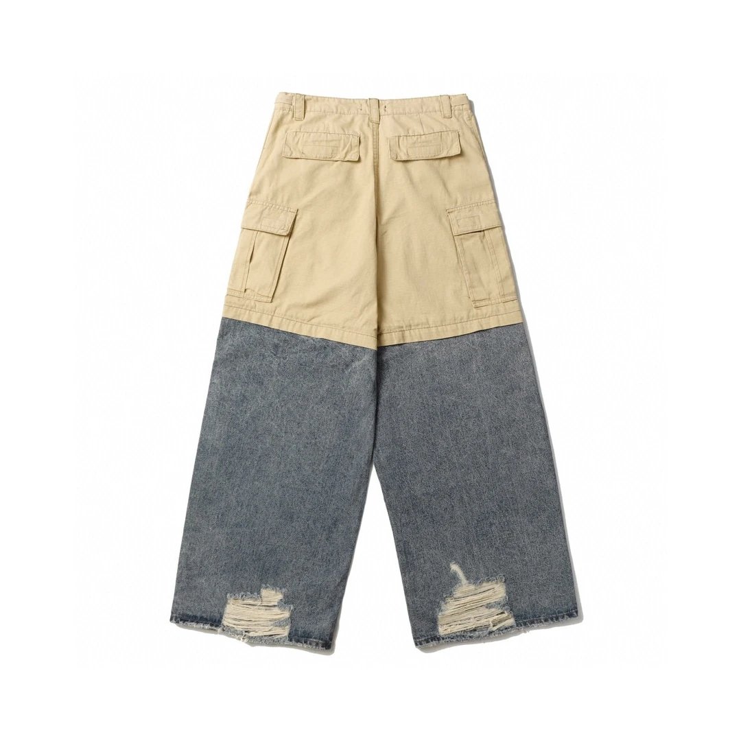 Balenciaga Jeans Special Plaid Patchwork Jeans Casual Pants Wide-leg Pants Straight-leg Pants High-waisted Pants Unisex Long Pants24ss Autumn and Winter New Products