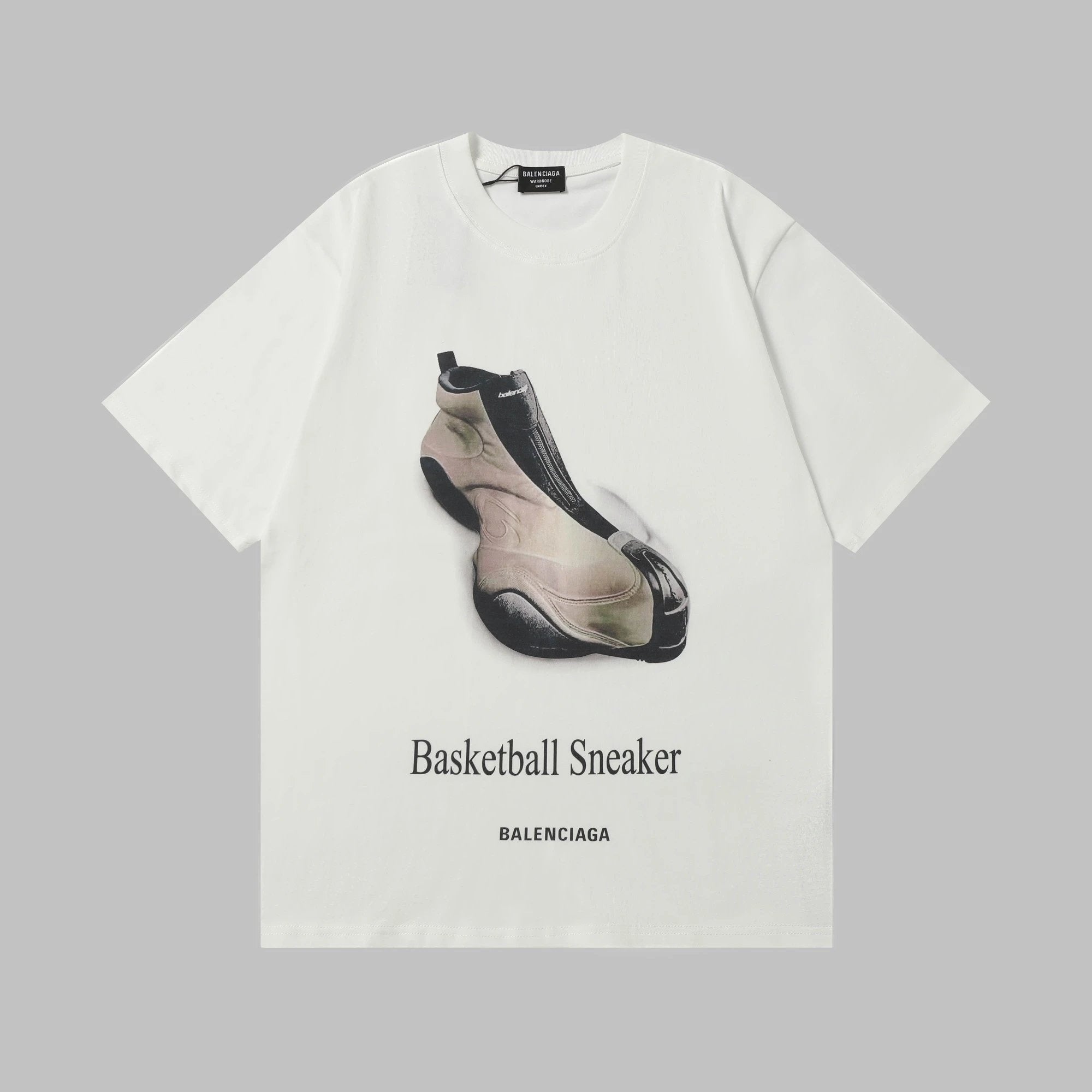 Balenciaga T-shirt Chest Sneaker Print logo round Neck Short Sleeve25ss New Pure Cotton Unisex Style T Casual T-Shirt Base Layer Shirt OS Loose Fit Half Sleeve Top Plus Size