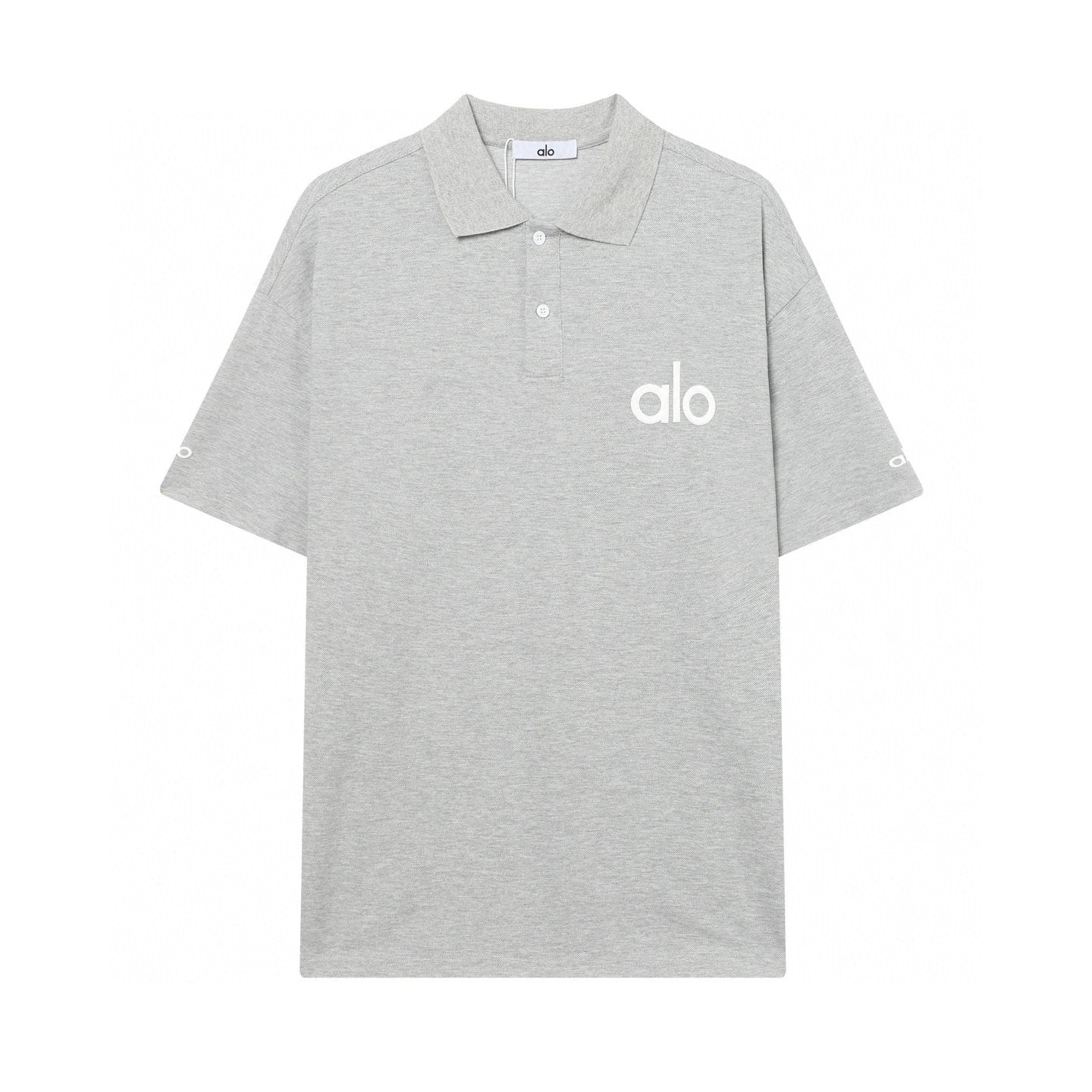 Alo Yoga T-shirt Plastic Letters on Chest logoPOLO Shirt Lapel Short Sleeve25ss New Unisex Commuter Short Sleeve Summer Loose Fit T Business Shirt Plus Size T-Shirt