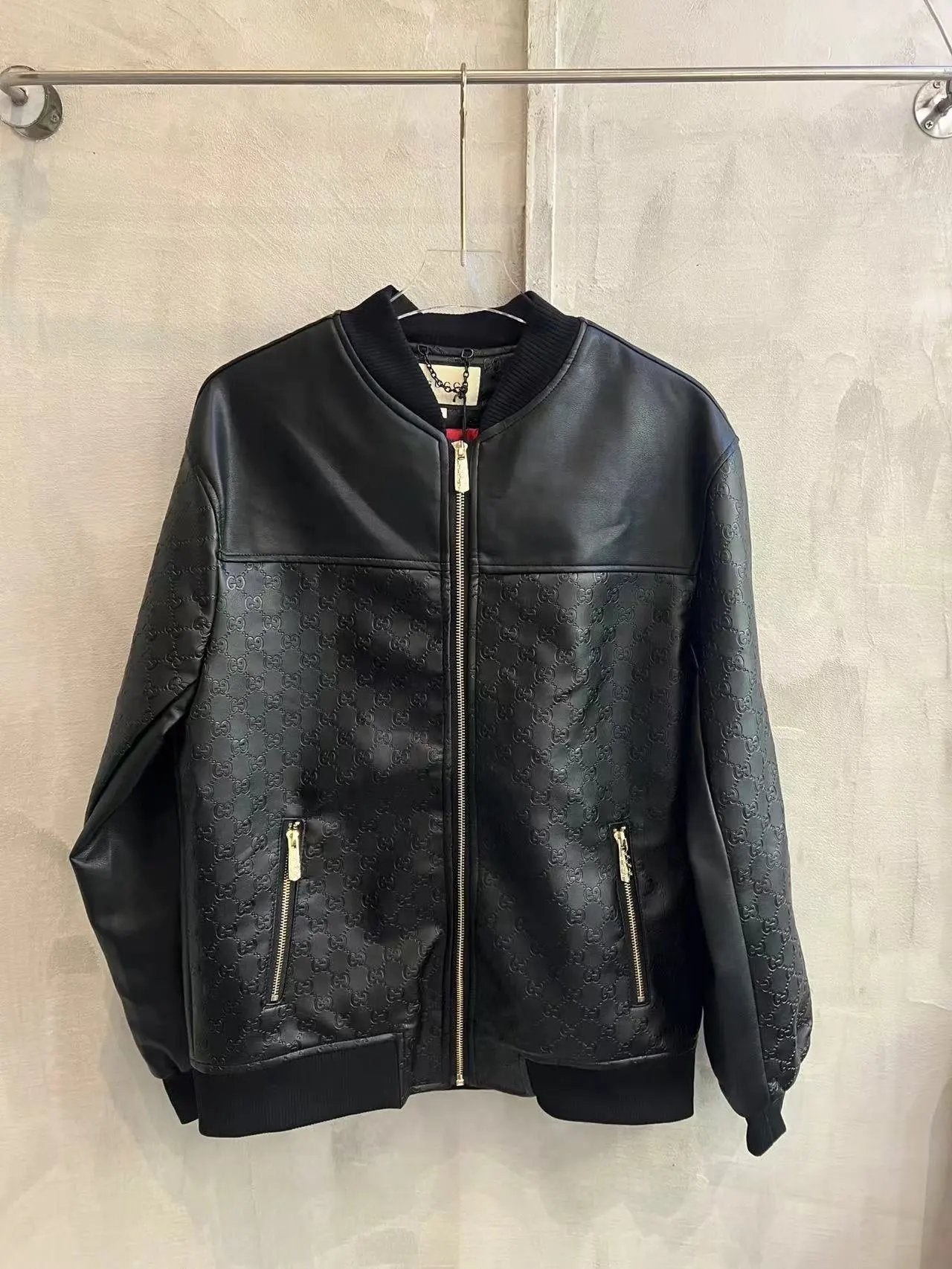 Gucci Jackets Jacquard Leather Jacket Pilot Baseball Jacket Coat Unisex Autumn Winter New Sports Casual Loose Versatile