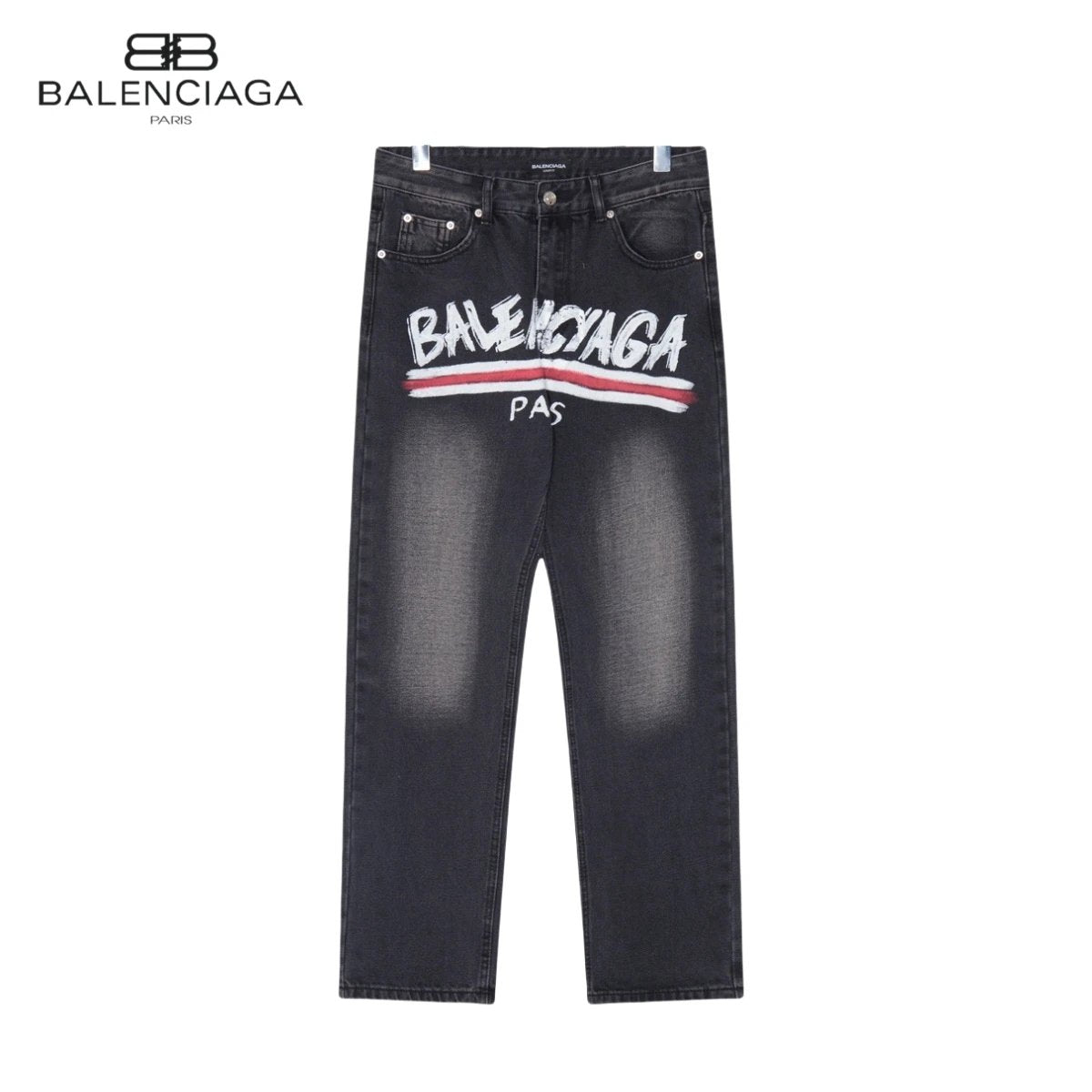 Balenciaga Jeans Hand-Painted Graffiti Washed Wave Jeans Autumn Winter New Unisex Loose Casual Wide-Leg High-Waist Pants