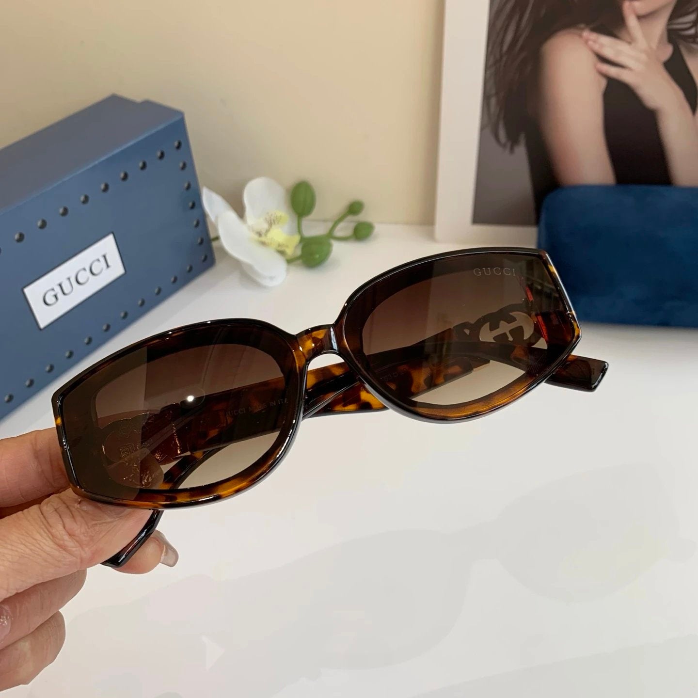 Gucci Sunglasses Double G Gold Label Temple Sunglasses Slimming No Prescription UV Protection for Men and Women Couples Driving Beach Fishing25ss New Sports Casual Versatile