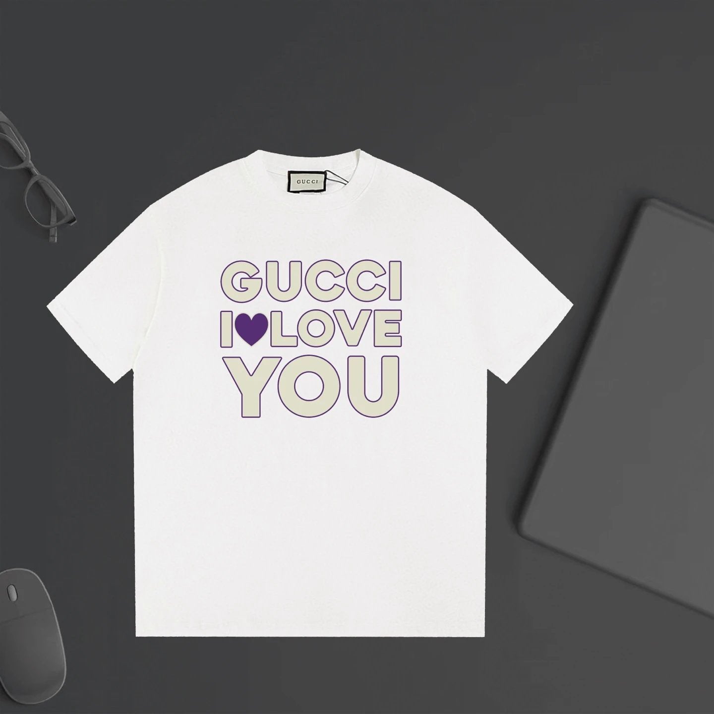 Gucci T-shirt Chest Letter Confession Print logo round Neck Short Sleeve25ss New pure cotton T Unisex T-Shirt OS Drop Shoulder Loose Fit Base Shirt Top T-Shirt Short Sleeve