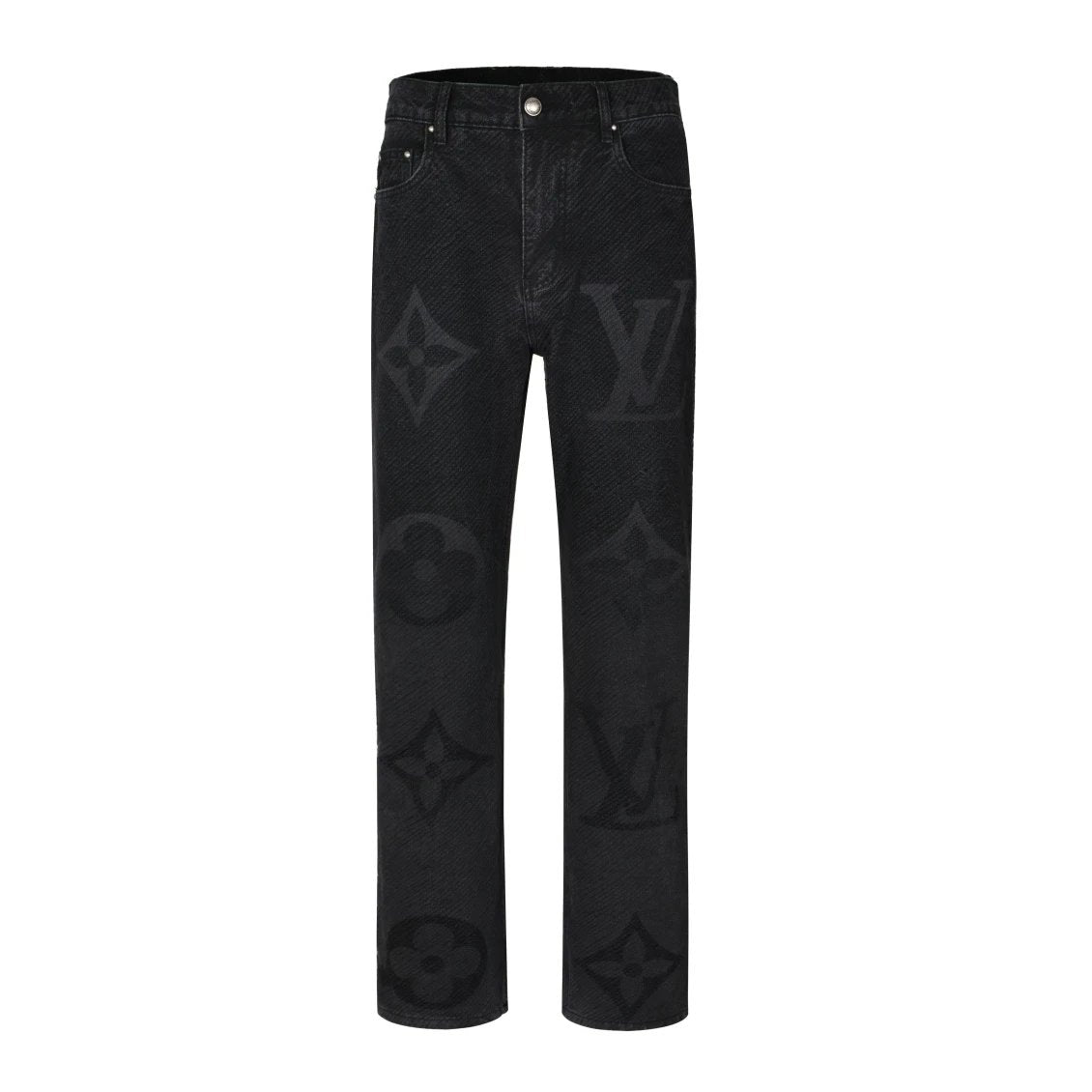 Louis Vuitton LV Jeans 24FW Dark Pattern Burnt Flower Jeans Autumn Winter New Unisex Loose Casual Wide Leg High Waist Pants