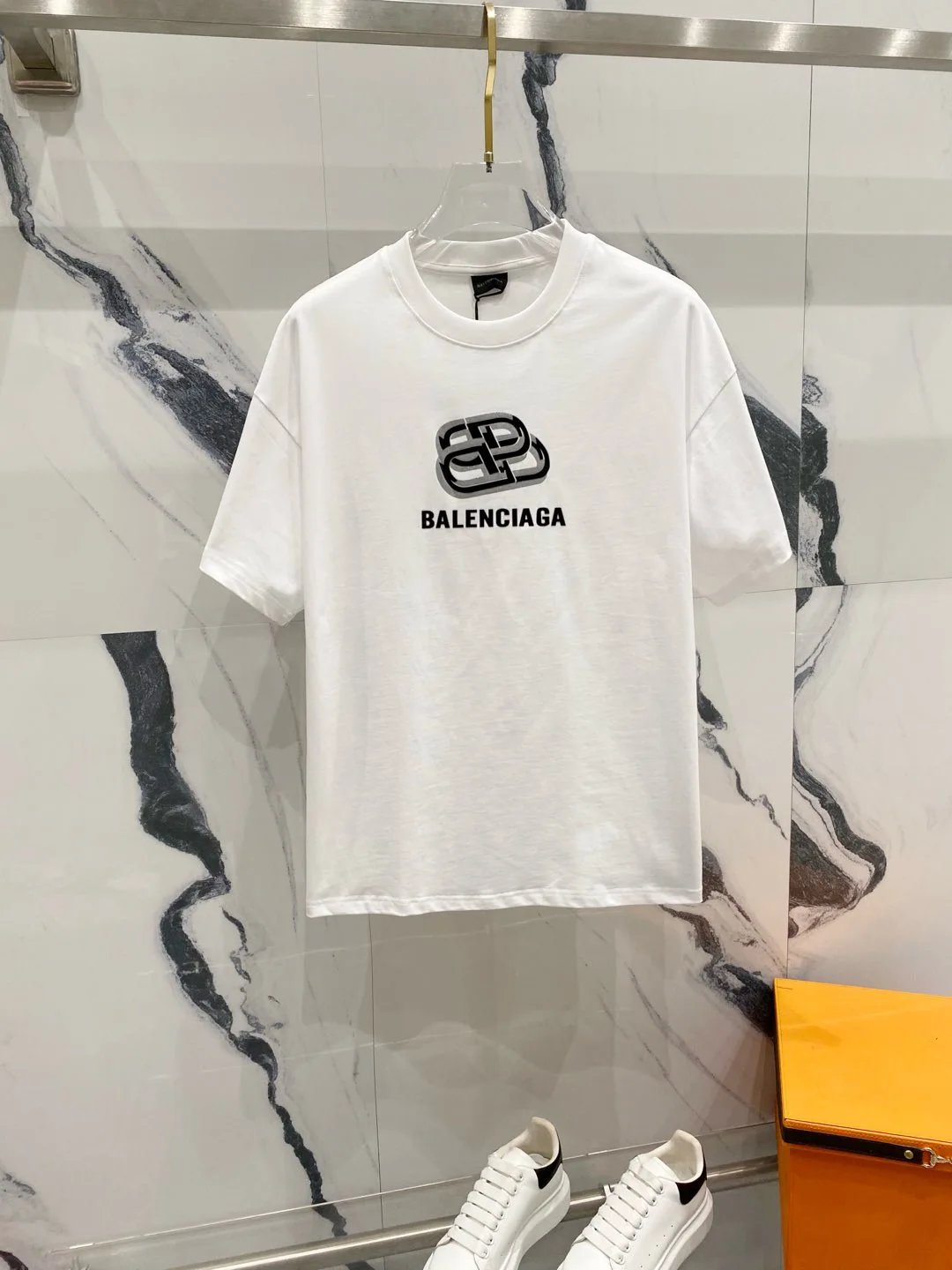 Balenciaga T-shirt Chest Zipper Letter Print logo round Neck Short Sleeve25ss New Pure Cotton Unisex Style T T-shirt OS Loose Fit Base Shirt Top Half Sleeve T-Shirt
