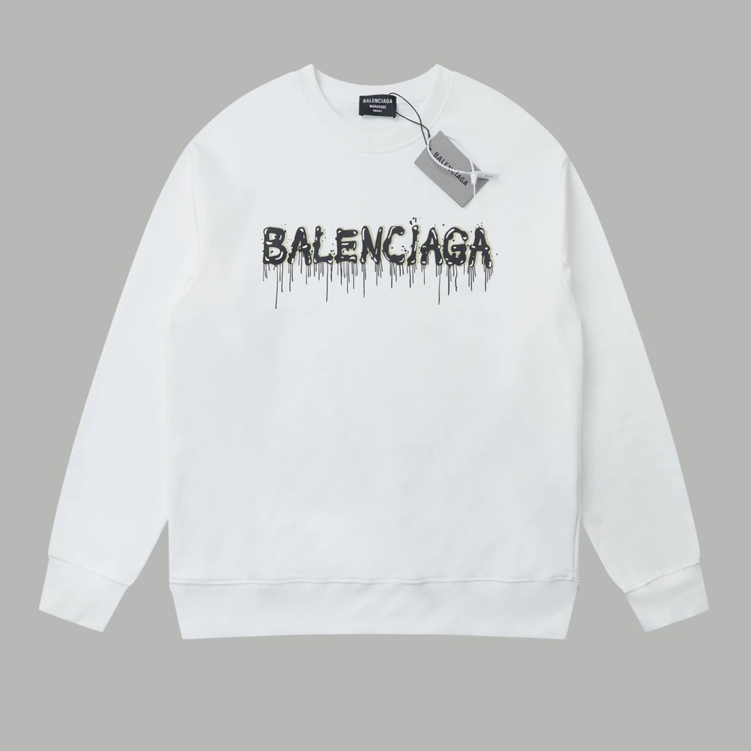 Balenciaga Hoodie Graffiti Letter Print Pullover Crewneck Sweatshirt Casual Loose Fit Pure Cotton Terry Sportswear os Unisex Fit Top24ss Autumn and Winter New Products