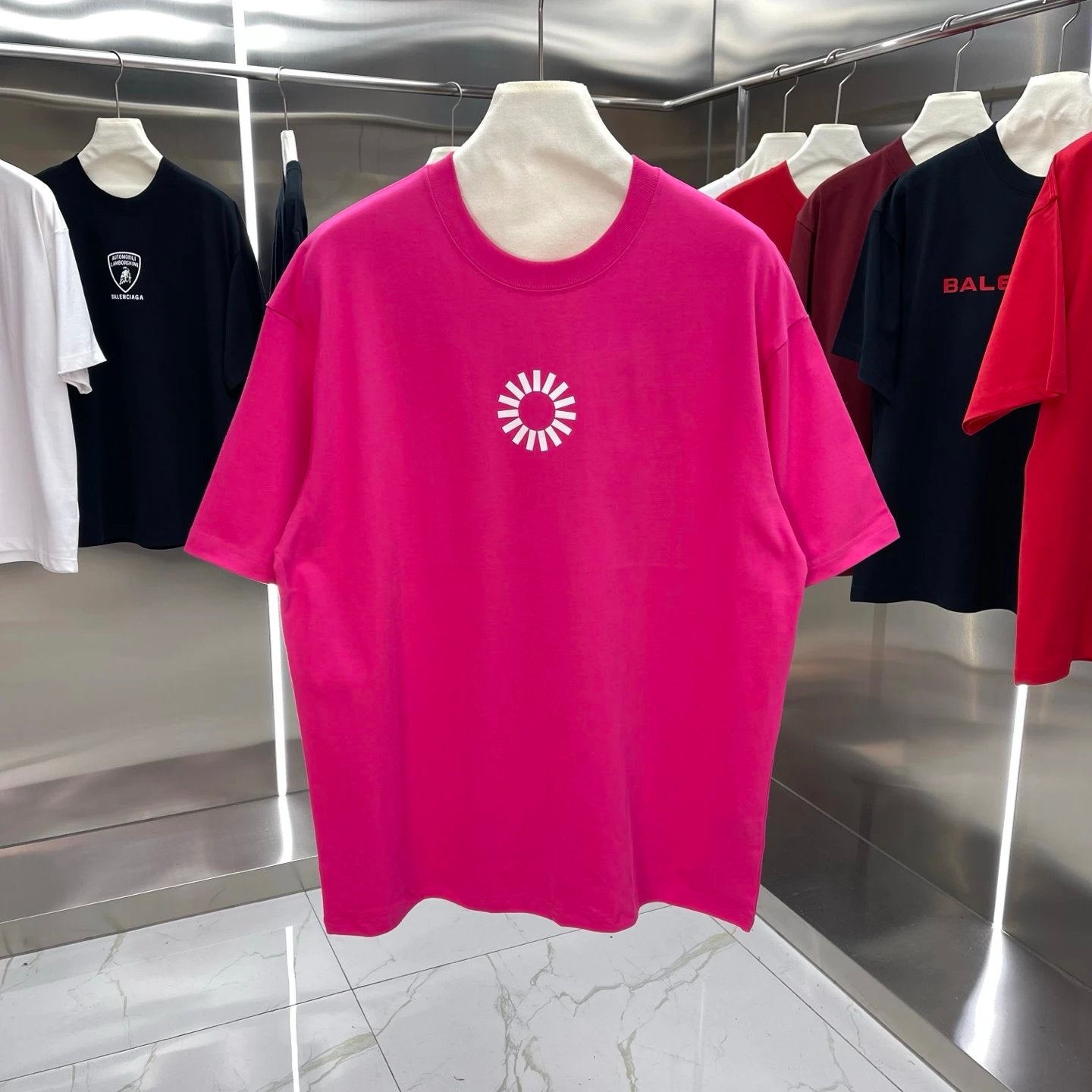 Balenciaga T-shirt 3D Silicone Back Cover logo round Neck Short Sleeve25ss New Pure Cotton Unisex Style T T-shirt OS Loose Fit Base Shirt Top Half Sleeve T-Shirt