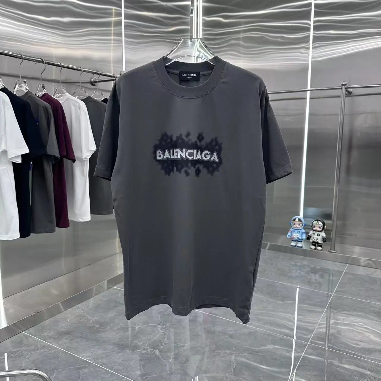 Balenciaga T-shirt Chest Print logo round Neck Short Sleeve25ss New pure cotton T Unisex T-Shirt OS Loose Fit Base Shirt Top Half Sleeve T-Shirt