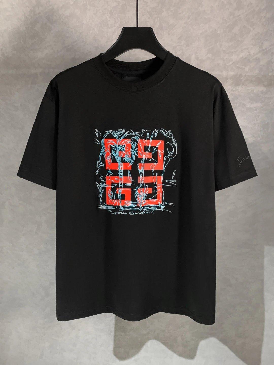 Givenchy T-shirt Chest Letter Print Pattern Embroidery logo round Neck Short Sleeve25ss New Pure Cotton Unisex Style T Casual T-Shirt Base Layer Shirt OS Loose Fit Half Sleeve Top Plus Size