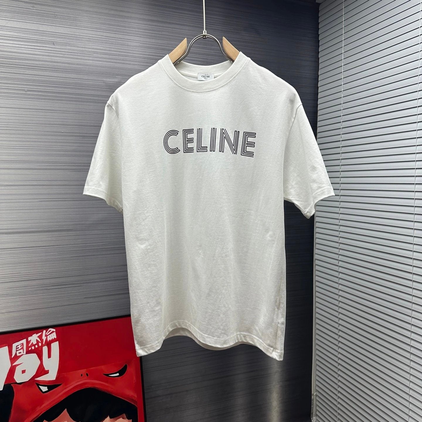 Celine T-shirt Chest Letter Print logo round Neck Short Sleeve25ss New pure cotton T Unisex T-Shirt OS Drop Shoulder Loose Fit Base Shirt Top T-Shirt Short Sleeve
