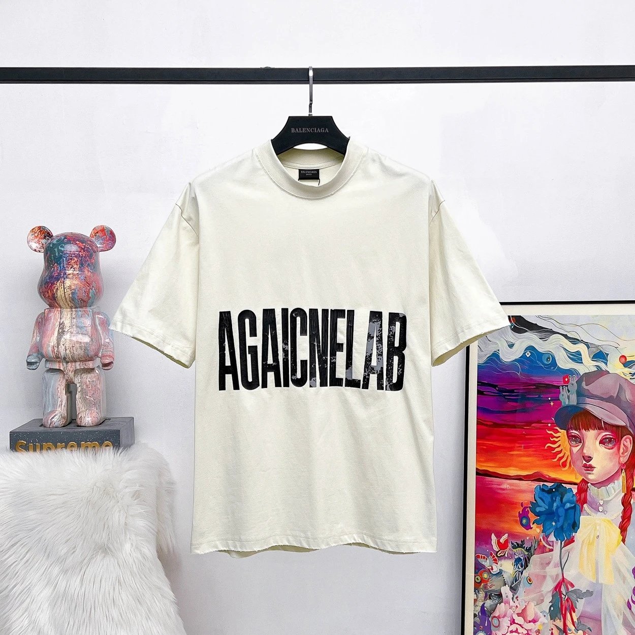 Balenciaga T-shirt Reversed Alphabet Crack Print logo round Neck Short Sleeve25ss New pure cotton T Unisex T-Shirt OS Loose Fit Base Shirt Top T-Shirt Short Sleeve