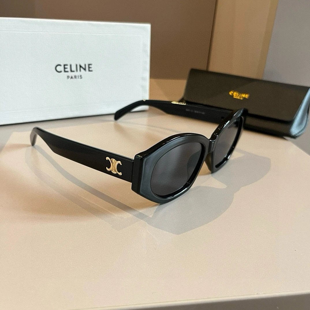 Celine Sunglasses Double C Logo Temple Sunglasses Slimming Non-Prescription Unisex Couple Style UV Protection Driving Beach Fishing25ss New Sports Casual Versatile