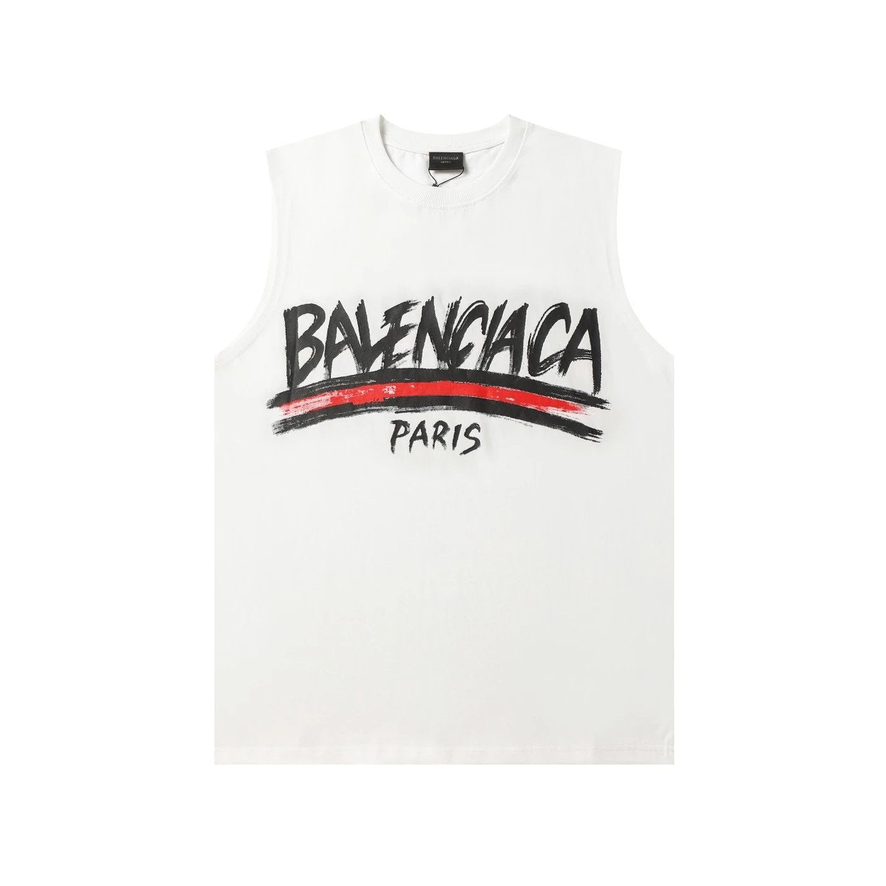 Balenciaga T-shirt Front and Back Cola Graffiti Print logo Sleeveless Short Sleeve Sleeveless Vest25ss New Pure Cotton Unisex Base Shirt Top Half Sleeve T T-shirt OS Loose Fit T-Shirt