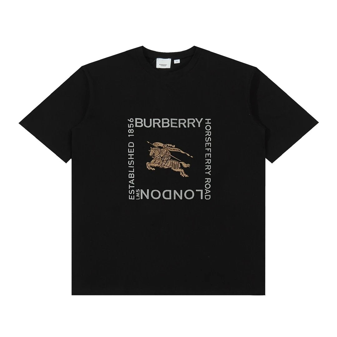 Burberry T-shirt Square logo Letter Printing logo round Neck Short Sleeve25ss New Pure Cotton Unisex Style T Casual T-Shirt Base Layer Shirt OS Loose Fit Half Sleeve Top Plus Size