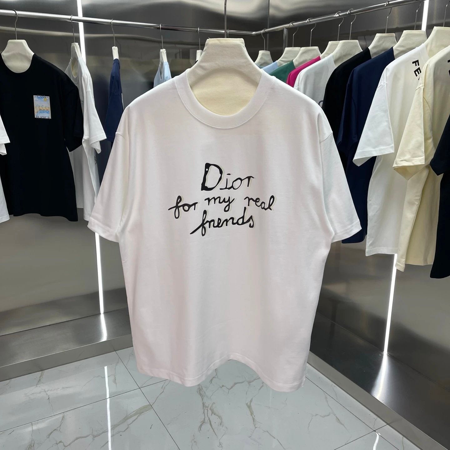 Dior T-shirt Chest Letter Print logo round Neck Short Sleeve25ss New Pure Cotton Unisex Style T Casual T-Shirt Base Layer Shirt OS Loose Fit Half Sleeve Top Plus Size