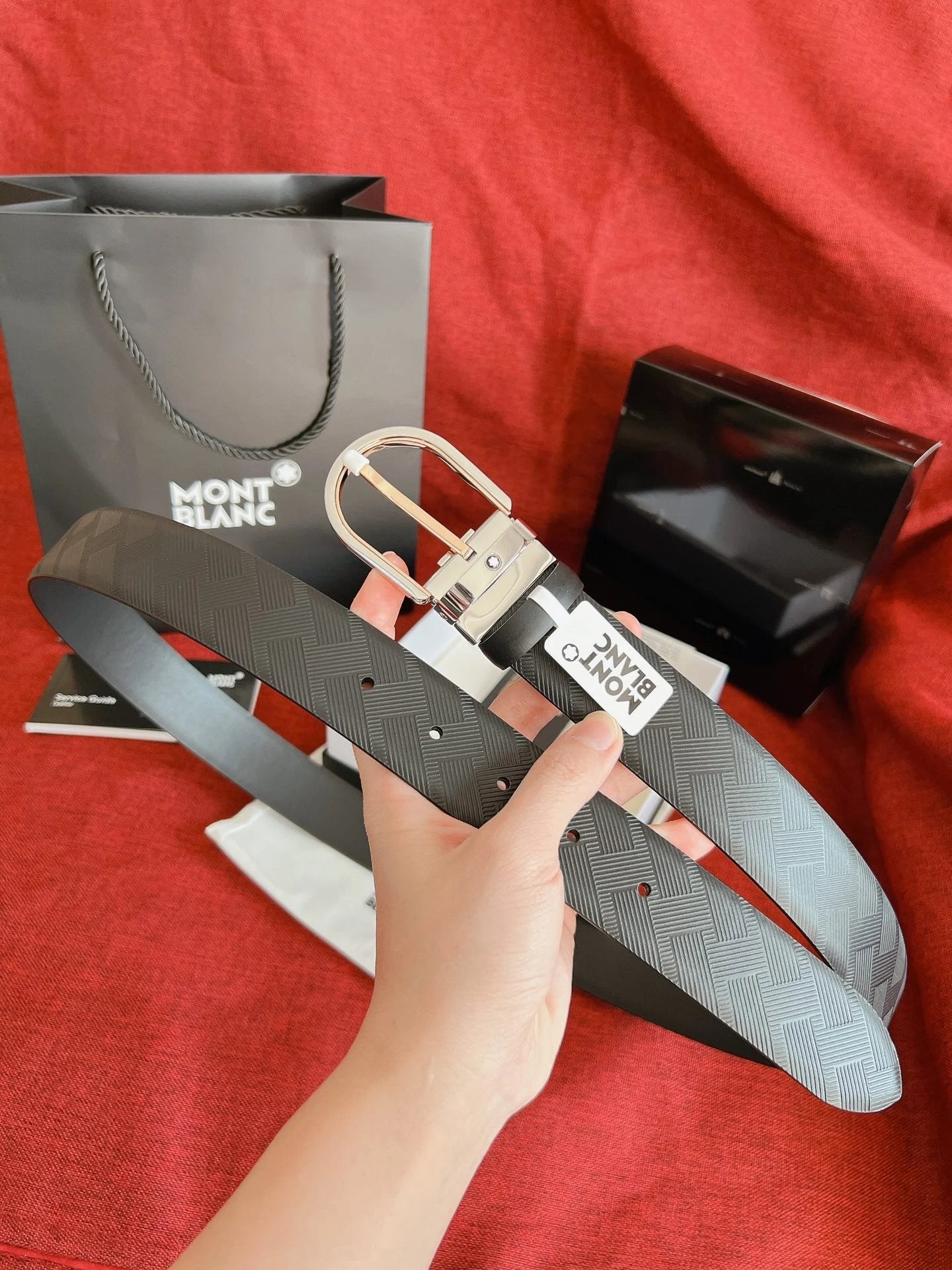 Montblanc Belt Top version Business Casual Belt Belt High Quality Double-Sided Head Layer Cowhide with Pin Buckle Men's Leather Belt Fashion All-Match Business Belt Double-Sided Available3.5