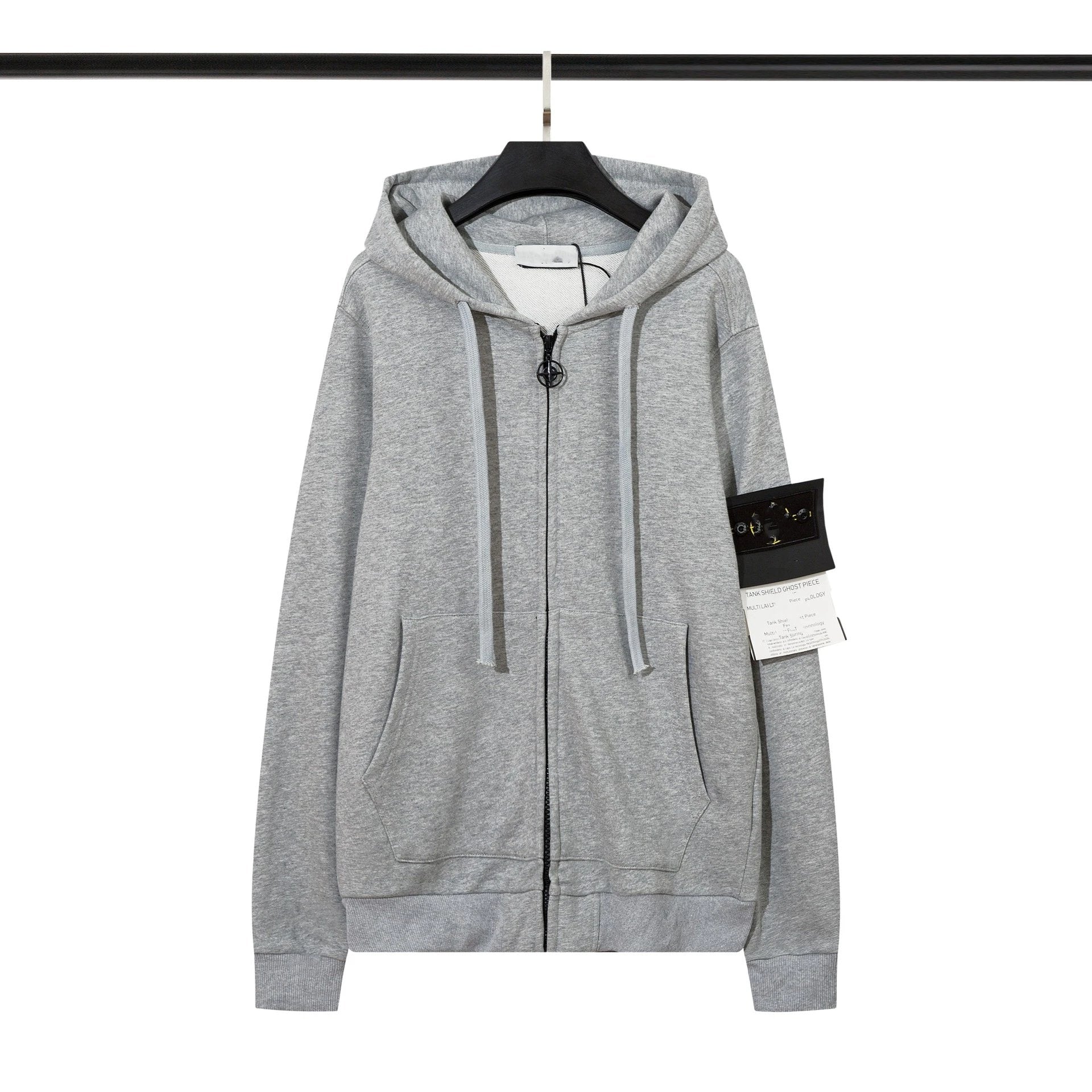 Stone Island Hoodie Spring and Autumn New European and American Fashion Brand Zipper Open Chest Hooded Sweater Same Earrings for Couple Slimming Coat