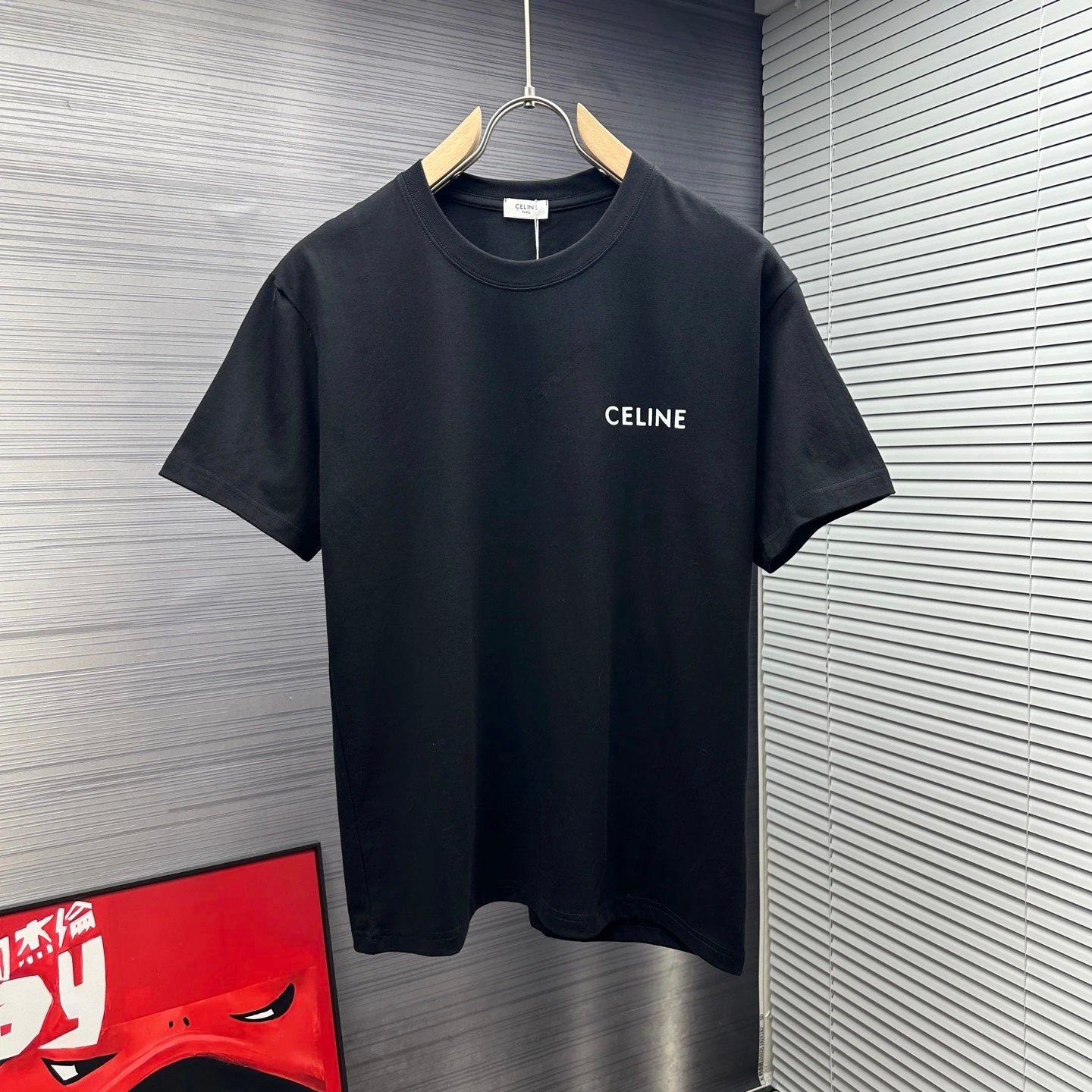 Celine T-shirt Chest Letter Print logo round Neck Short Sleeve25ss New Pure Cotton Unisex Style T T-shirt OS Loose Fit Base Shirt Half Sleeve T-Shirt Top Half Sleeve