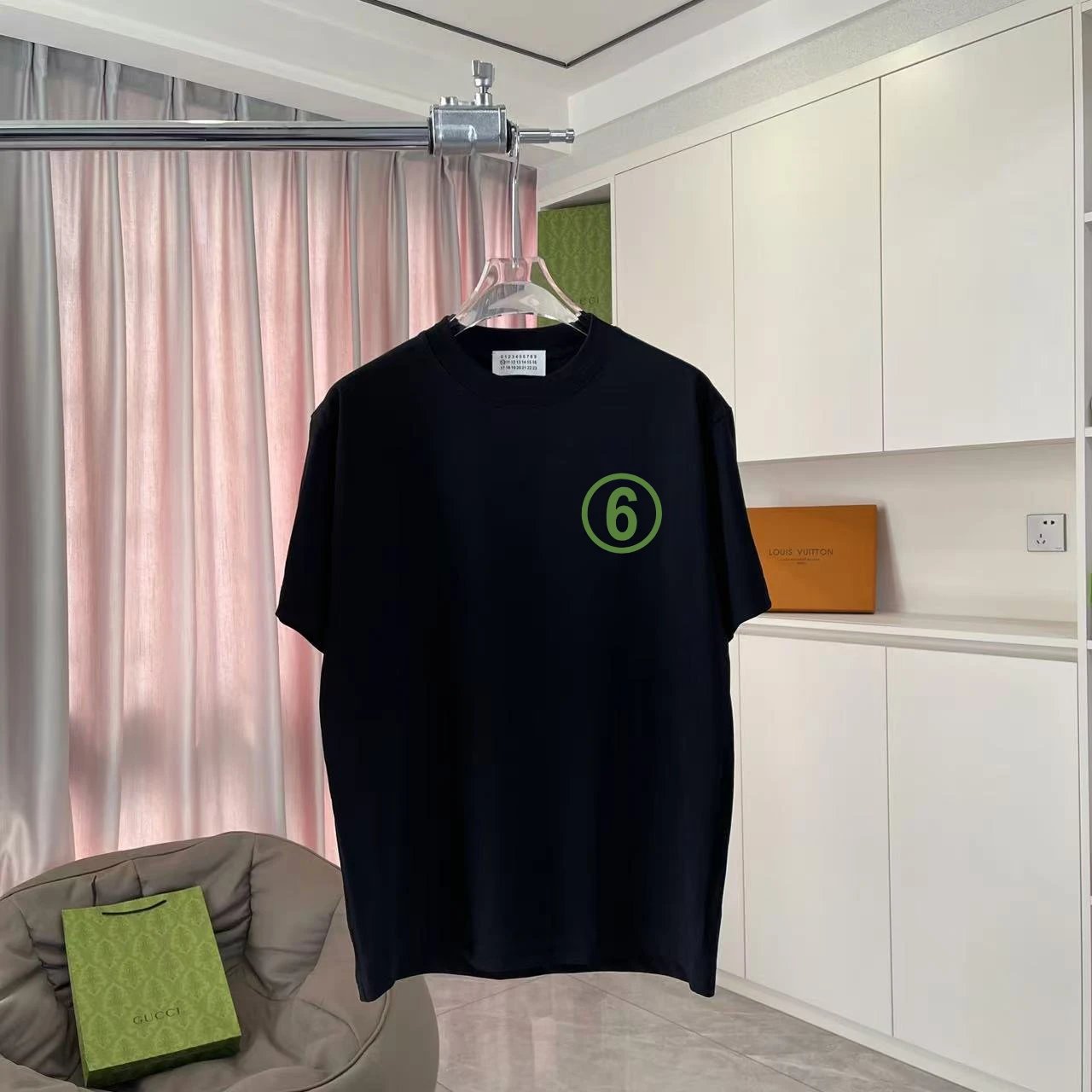 Maison Margiela T-shirt Green number on chest6Printing logo round Neck Short Sleeve25ss New Pure Cotton Unisex Style T T-shirt OS Loose Fit Base Shirt Top Half Sleeve T-Shirt