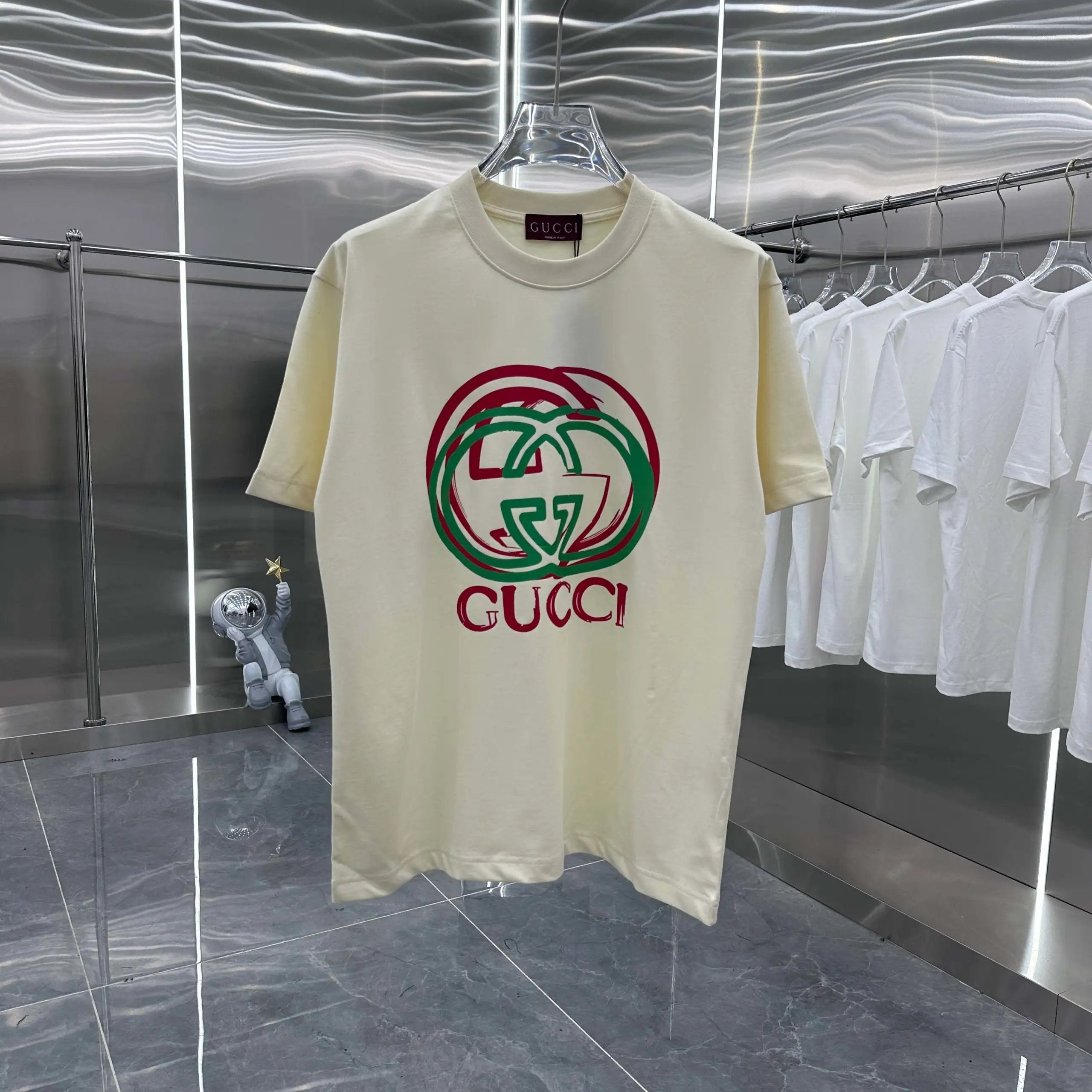 Gucci T-shirt Double-breasted G Color Printing logo round Neck Short Sleeve25ss New pure cotton T Unisex T-Shirt OS Loose Fit Base Shirt Top Half Sleeve T-Shirt