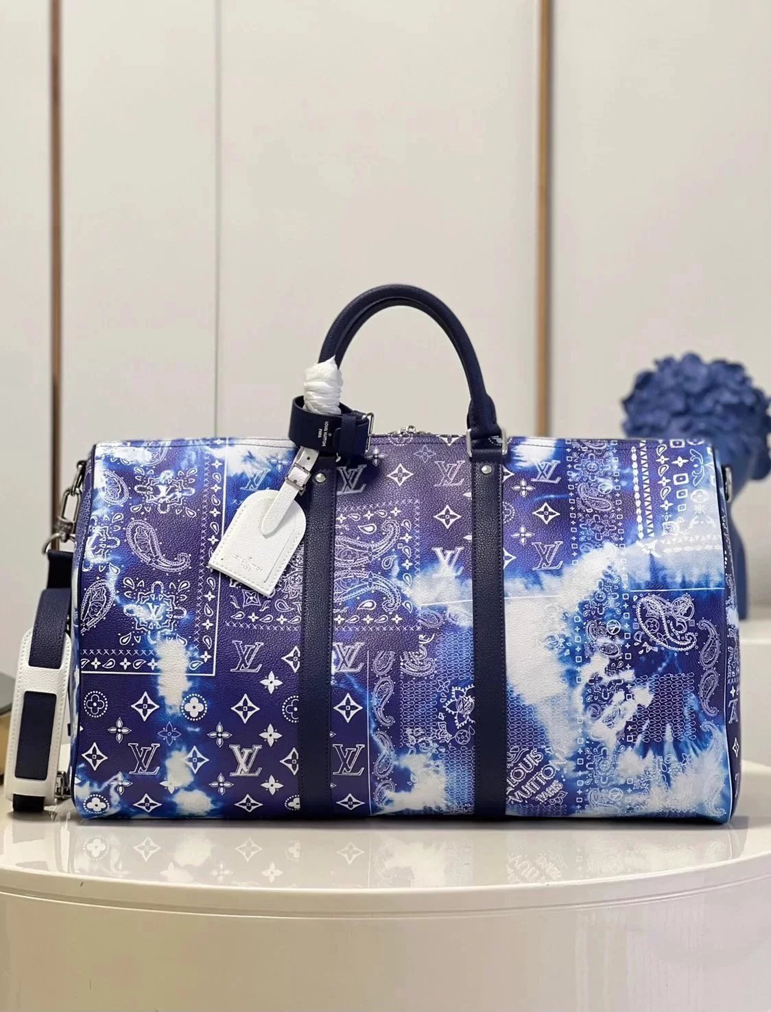 Louis Vuitton LV Travel Bag Top version 【Original Order】Original Real Shot M20558Blue KEEPALLBANDOULIèRE50Travel Bag Travel Bag Luggage Bag Luggage Bag