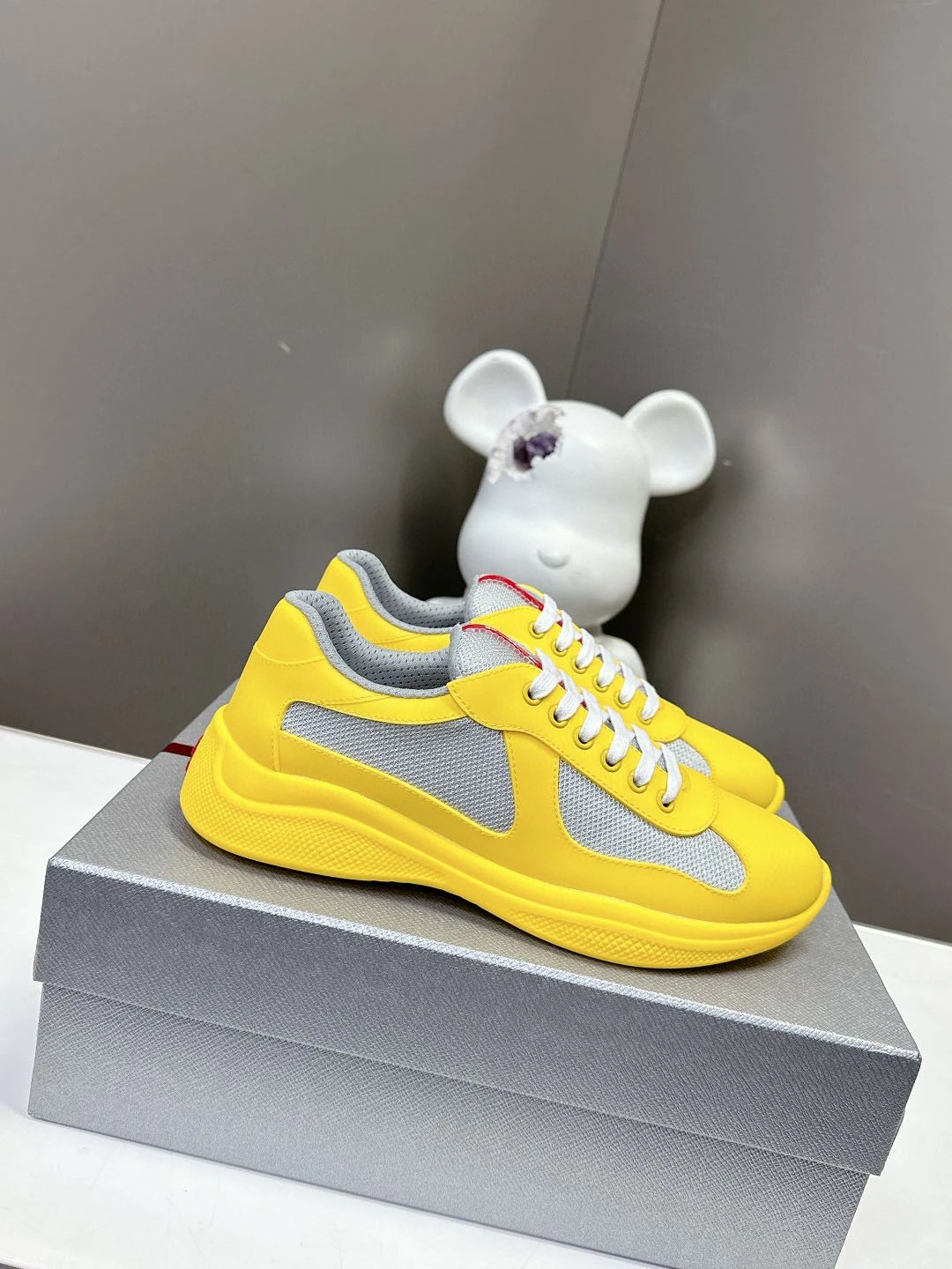 PRADA Shoes 2024New Mesh Stitching Breathable Couple Genuine Leather Sneaker