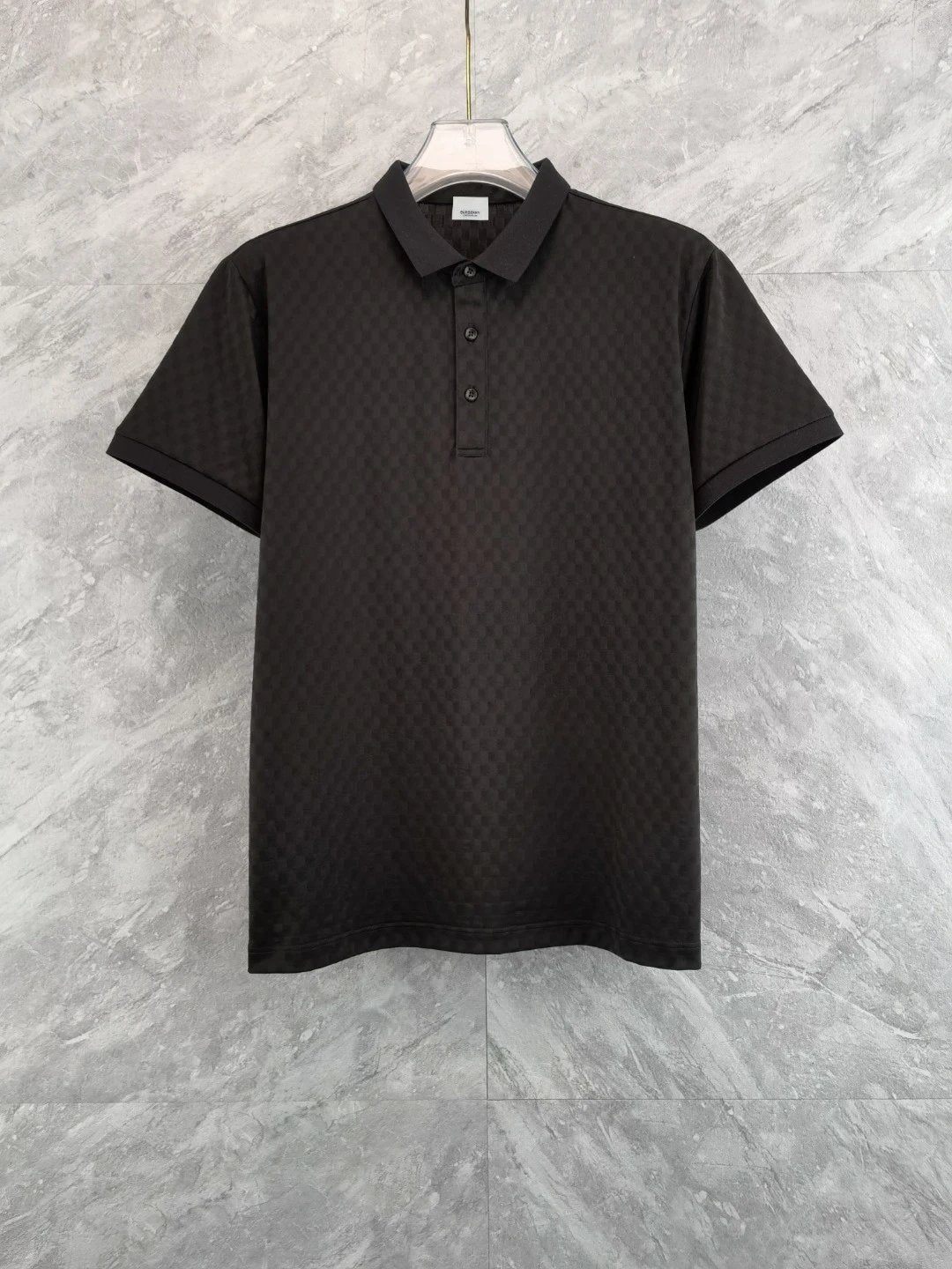 Burberry T-shirt Full-body Checkerboard Pattern logo Jacquard POLO Shirt Lapel Short Sleeve25ss New Unisex Summer Loose Short Sleeve T Business Commuter Short Sleeve Shirt Plus Size T-Shirt