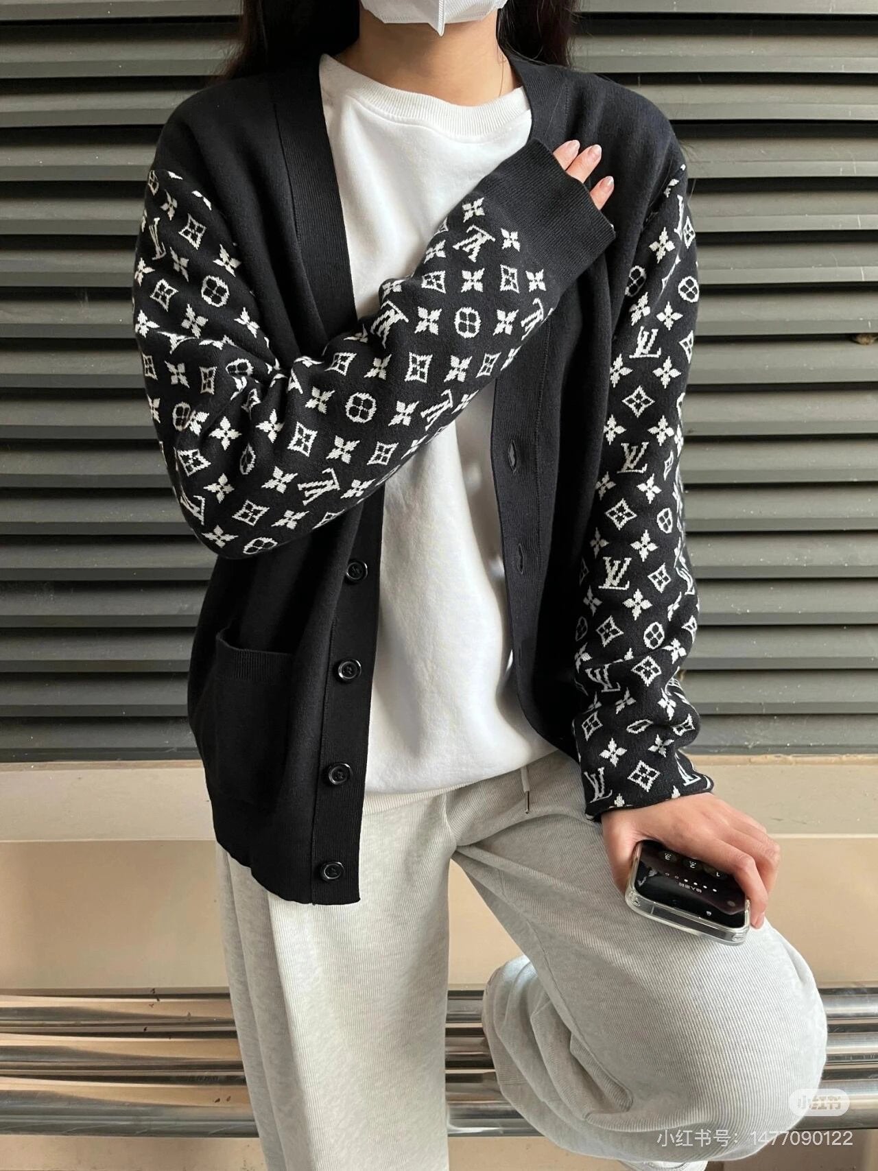 Louis Vuitton LV Sweater Knitted Jacquard Cardigan v Sweater Collar Unisex Outerwear Long Sleeve Soft Lazy Style OS Loose Fit Thickened Jacket for Versatile Casual Wear
