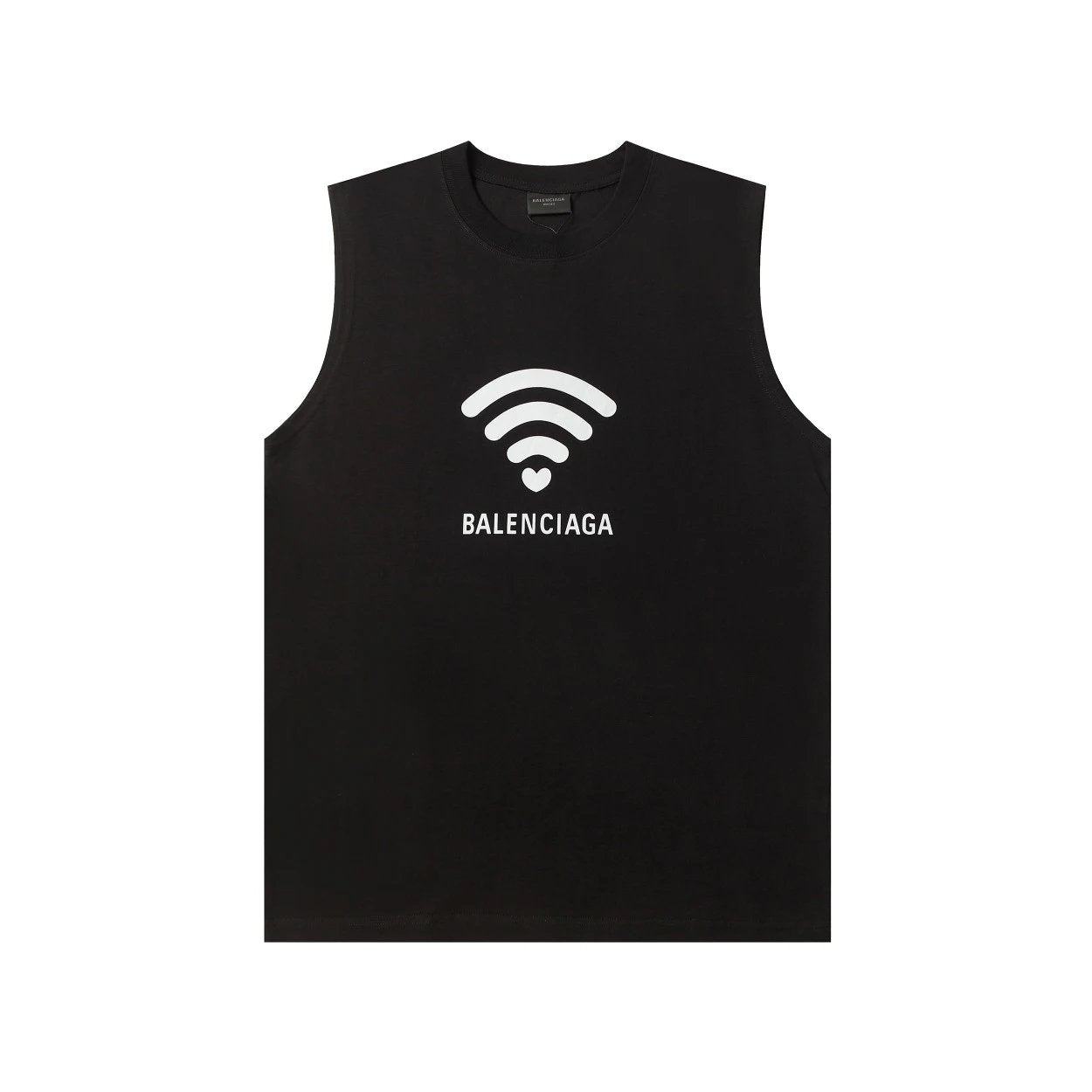 Balenciaga T-shirt Chest Wi-Fi Printing logo Sleeveless Short Sleeve Sleeveless Vest25ss New pure cotton T T-shirt OS Loose Style Men's and Women's Same Bottoming Shirt Top Half-Sleeve T-shirt