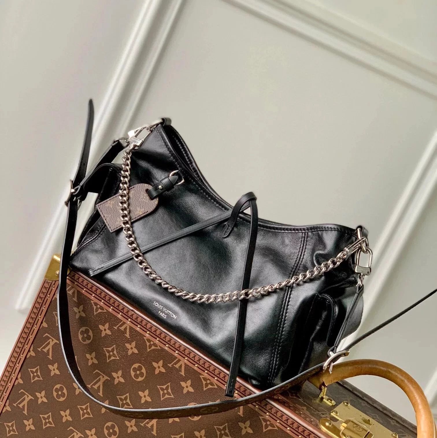 Louis Vuitton LV Women's Bag Top version 【Original Leather】carryalldark Medium and Small Size Handbag2024Spring and Summer Show King Fried New Sheepskin Shoulder Bag Messenger Bag Large Shopping Bag Mother and Child Bag CarryallCargo Tote Bag Shopping Bag