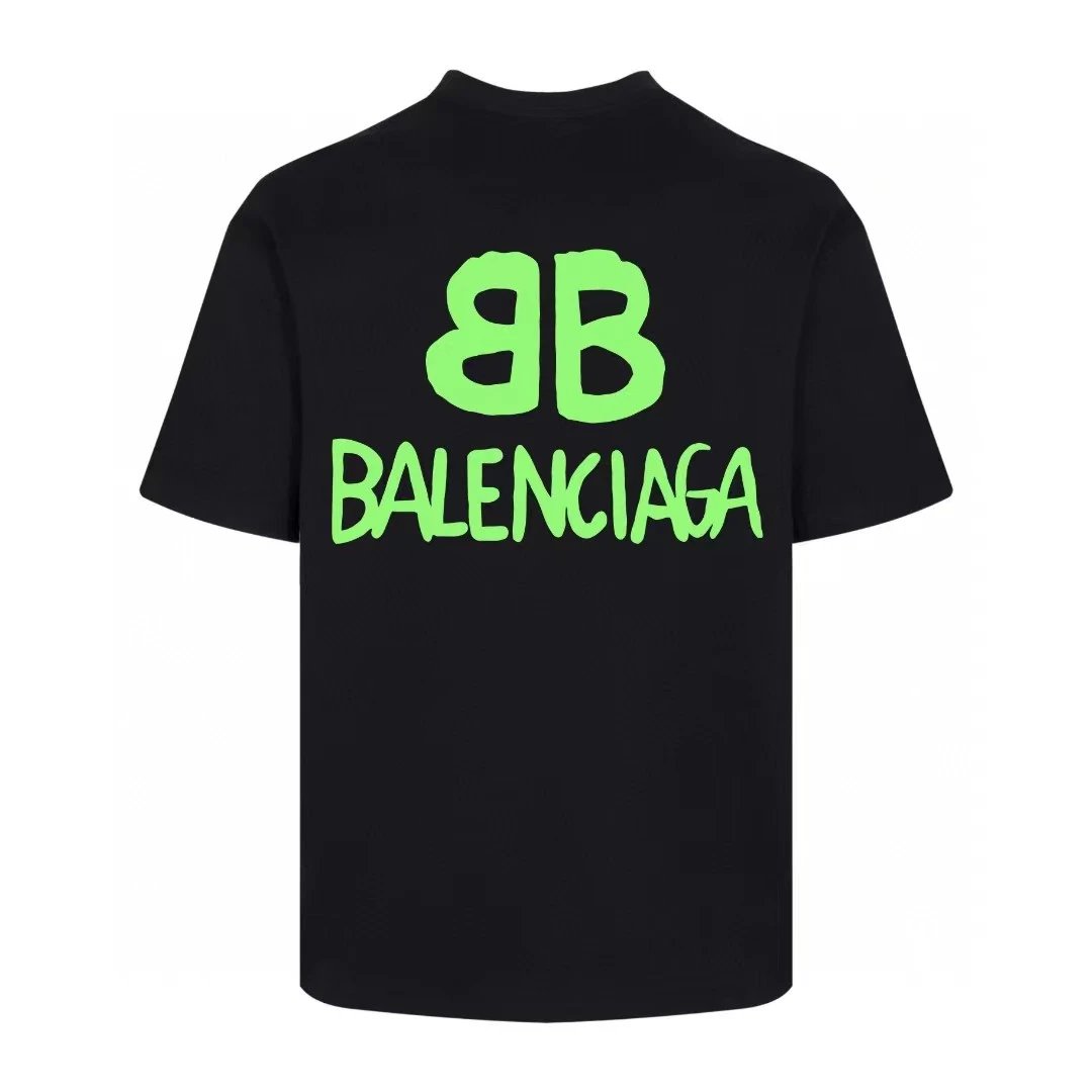 Balenciaga T-shirt Double Back B Large Letter Print logo round Neck Short Sleeve25ss New Pure Cotton Unisex Style T T-shirt OS Loose Fit Base Shirt Top Half Sleeve T-Shirt