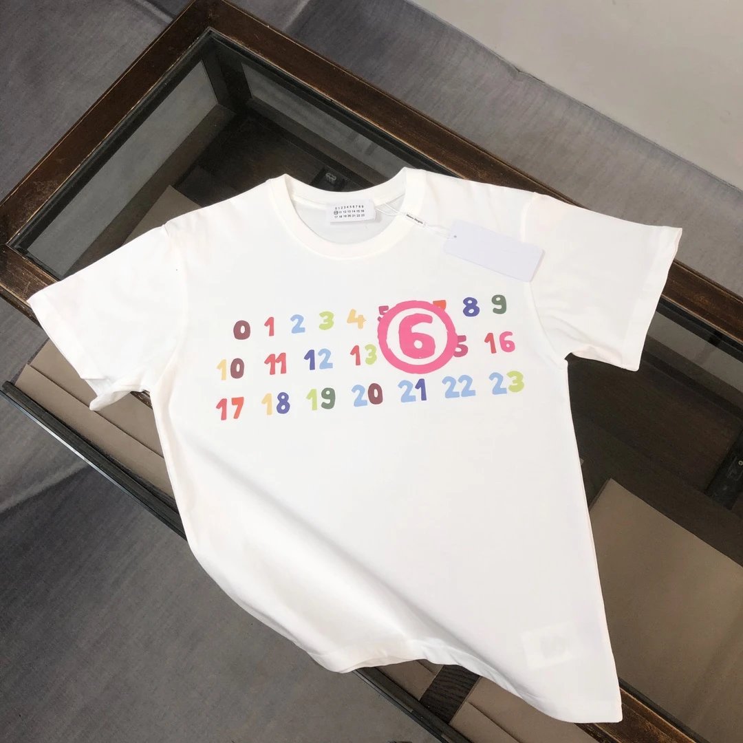 Maison Margiela T-shirt Colorful Number Print on the Chest logo round Neck Short Sleeve25ss New Pure Cotton Unisex Style T T-shirt OS Loose Fit Base Shirt Half Sleeve T-Shirt Top Half Sleeve