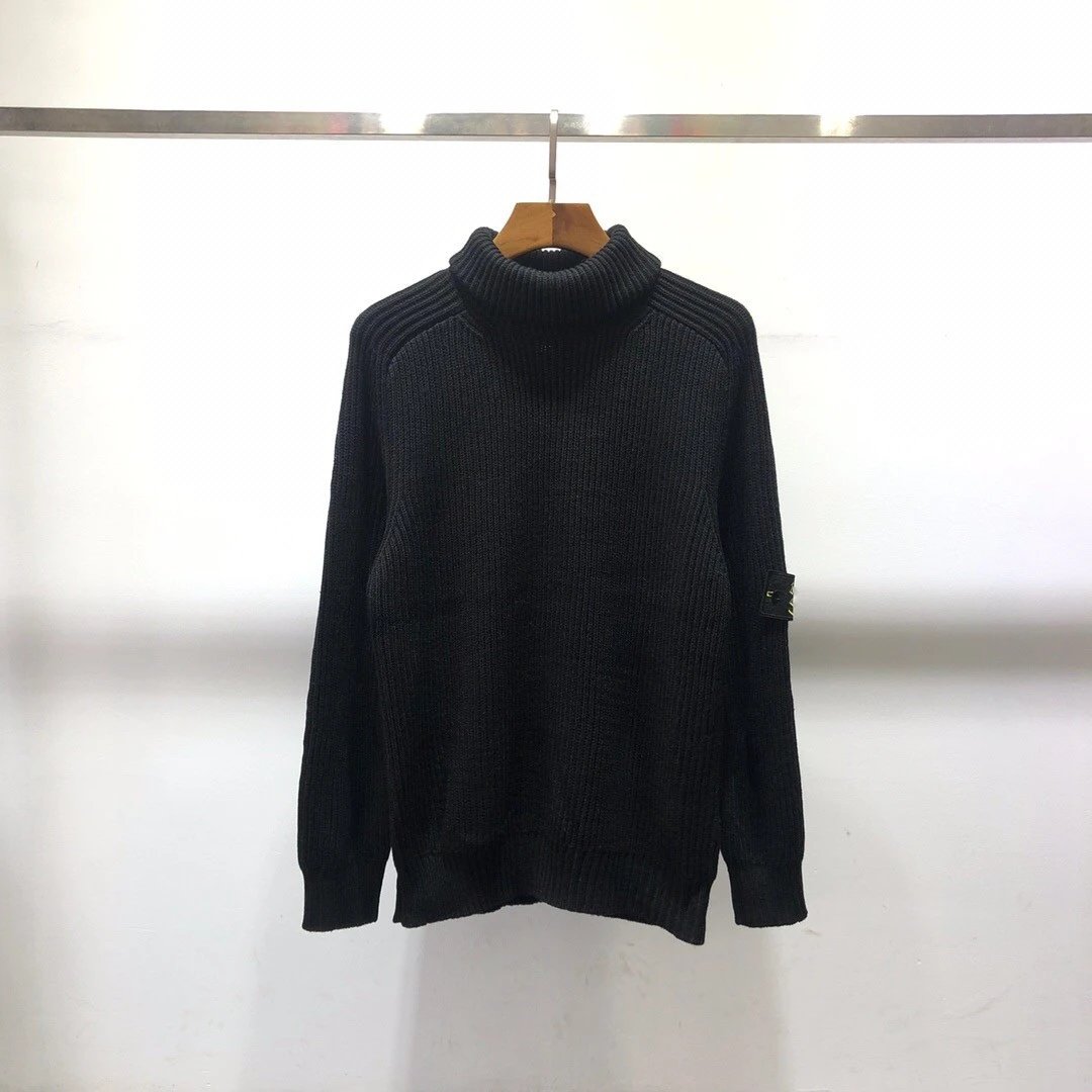 Stone Island Sweater Autumn and Winter New Basic Style Armband Turtleneck Solid Color Knitted Sweater