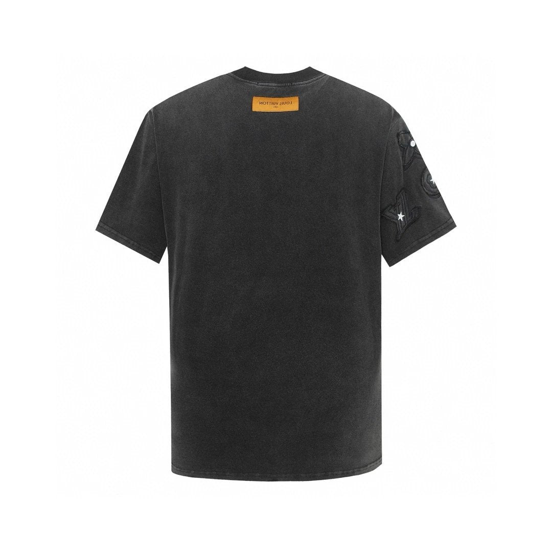 Louis Vuitton LV T-shirt Patch logo round Neck Short Sleeve25ss New Pure Cotton Unisex Style T T-shirt OS Loose Fit Base Shirt Short Sleeve T-Shirt Top
