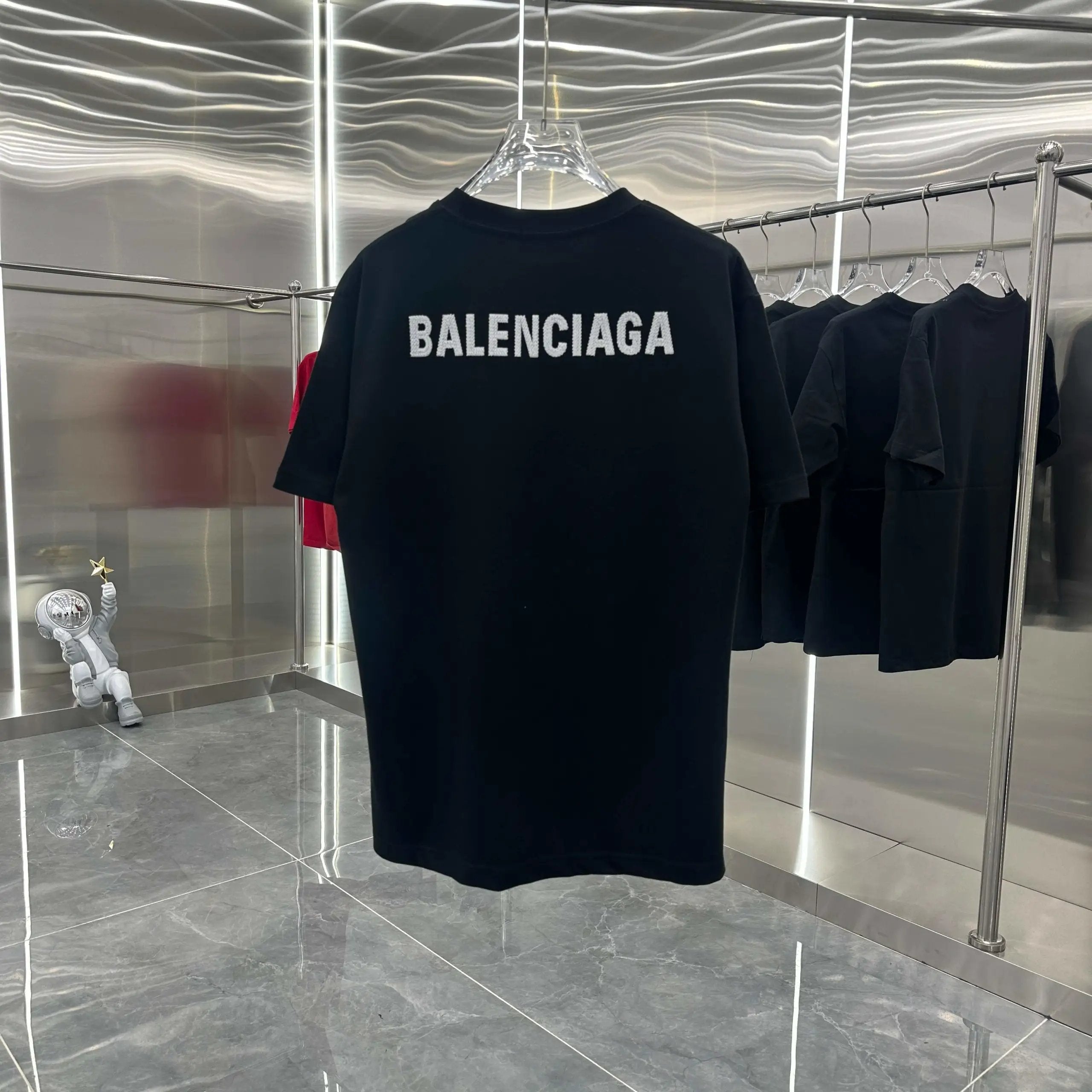 Balenciaga T-shirt Classic Front and Back Embroidery logo round Neck Short Sleeve25ss New Pure Cotton Unisex Style T Casual T-Shirt Base Layer Shirt OS Drop Shoulder Loose Fit Half Sleeve Top Plus Size