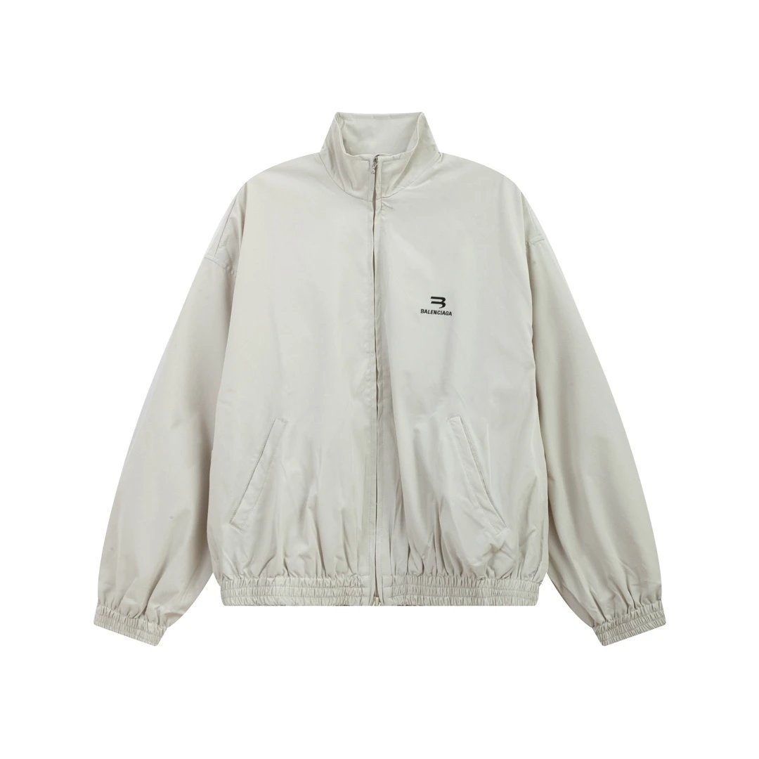 Balenciaga Jackets Double Hook Embroidery Series Heavy Thick Twill Fabric Stand Collar Jacket Coat Casual Loose Cardigan Sportswear os Unisex Style