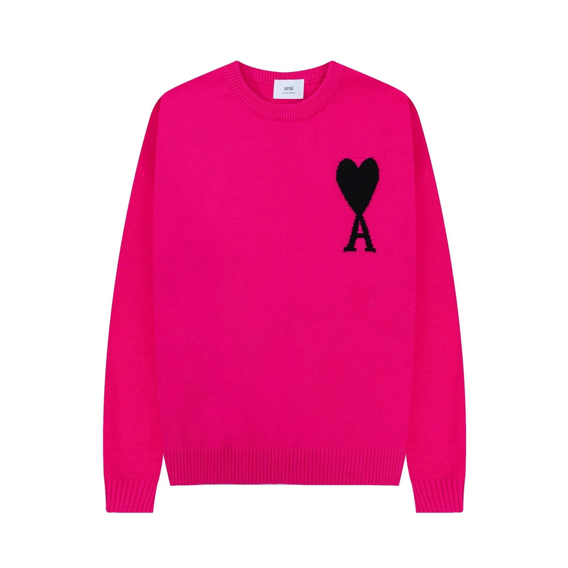 Ami Sweater Knitwear Classic round Neck Big Heart Jacquard Pullover Sweater Loose and Idle Sense Casual Couple Outfit-CY