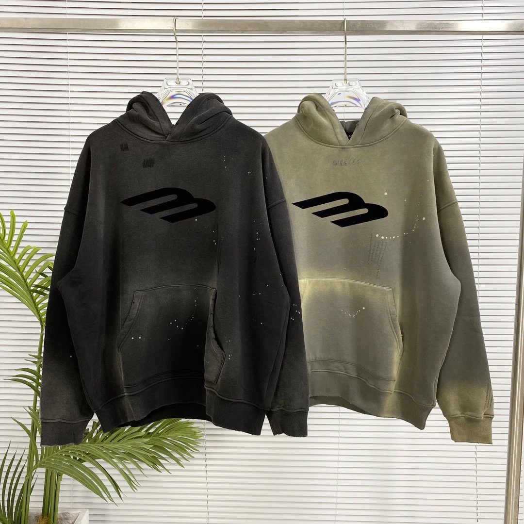 Balenciaga Hoodie Fleece Lined Thickened Hooded Sweatshirt Jacket Top Unisex Sports Casual Loose Fit Versatile