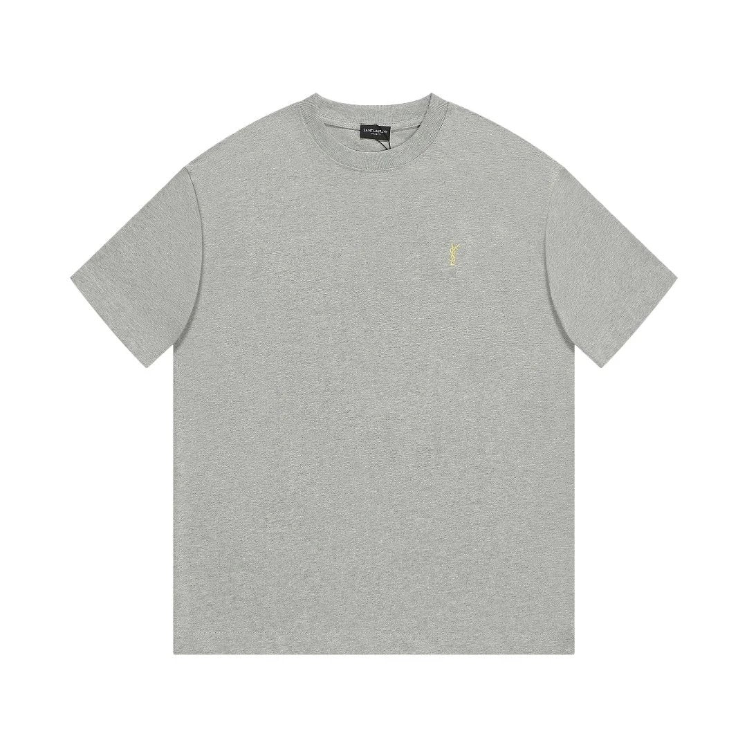YSL T-shirt Chest Letter Embroidery logo round Neck Short Sleeve25ss New pure cotton T Unisex T-Shirt OS Loose Fit Base Shirt Top Half Sleeve T-Shirt