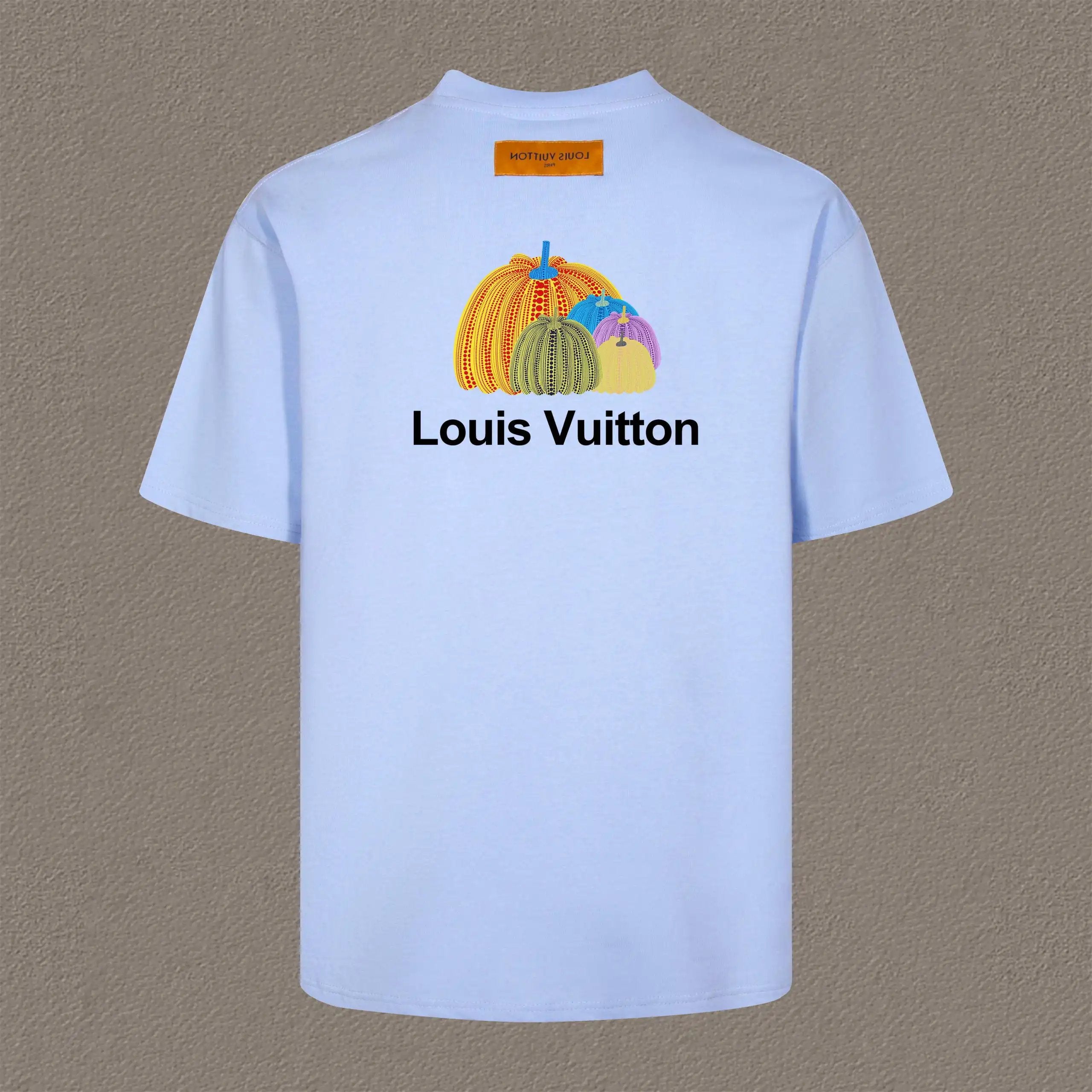 Louis Vuitton LV T-shirt Grass-Grown Mi Jian Series Back Print logo round Neck Short Sleeve25ss New pure cotton T Unisex T-Shirt OS Loose Fit Base Shirt Top Half Sleeve T-Shirt