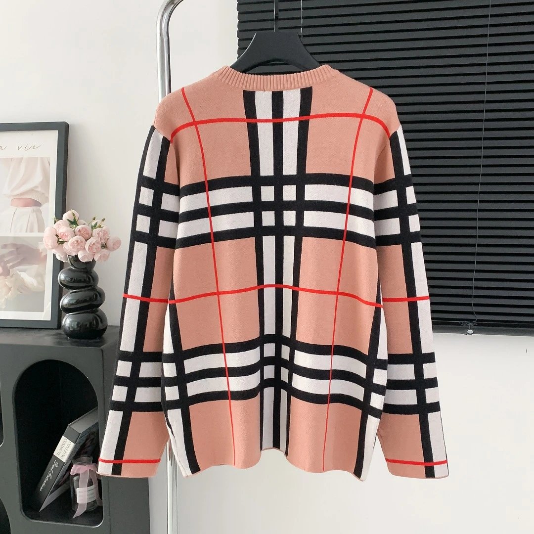 Burberry Sweater Striped Knit Crew Neck Sweater Unisex Long Sleeve Pullover Unisex Thickened OS Loose Fit Top Versatile Casual Jacket Lazy Style