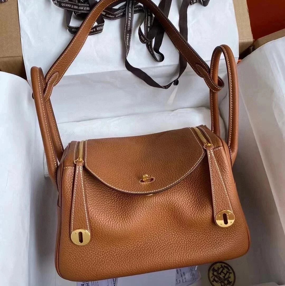 Hermes men's bag Top version 【H Handmade】2020Imported Calfskin Pure Hand Lindy Bag Doctor Bag Shoulder Handbag Medical Box Minilindy19cm26cm Women's Bag