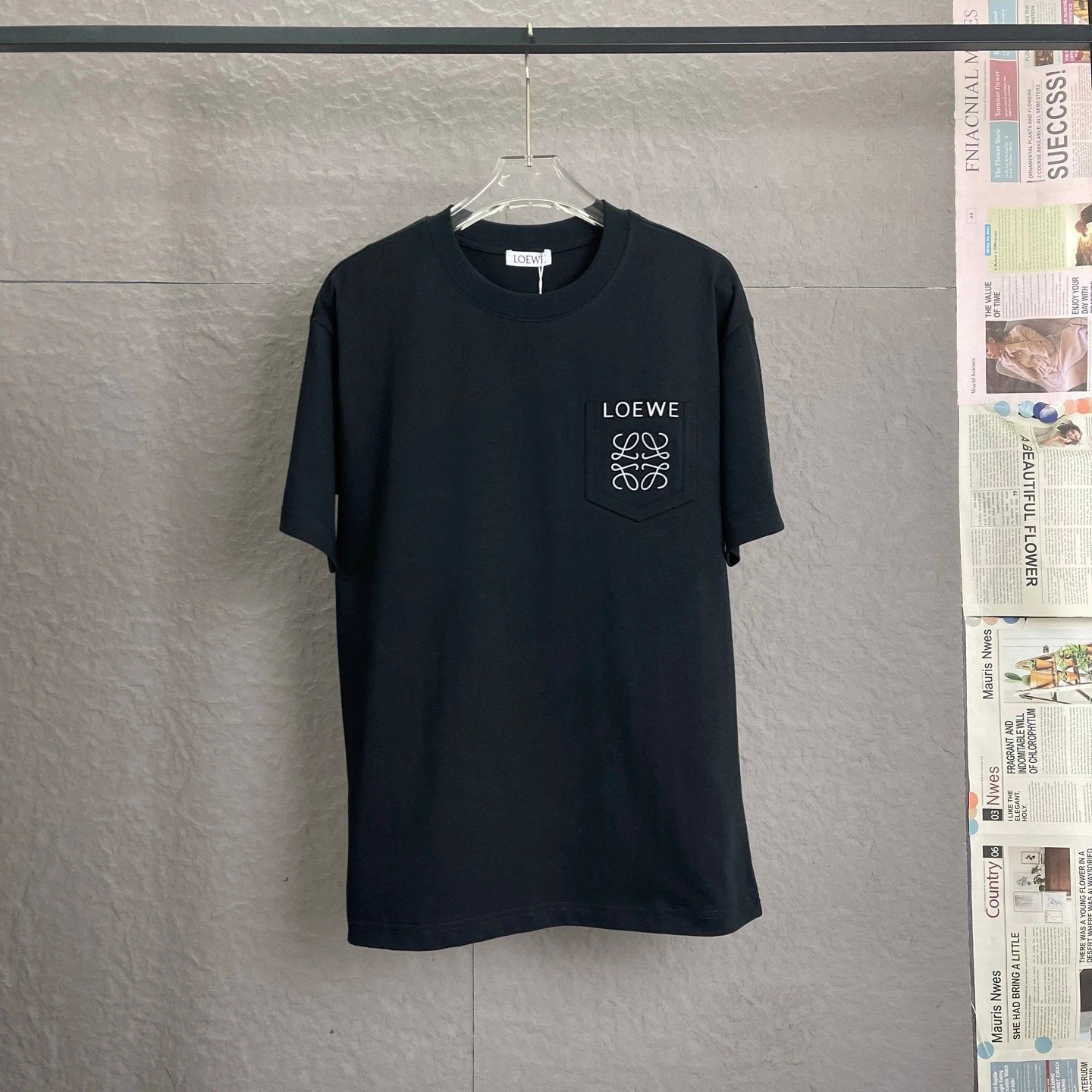 LOEWE T-shirt 3D Embroidered Letter Pattern on Chest logo round Neck Short Sleeve25ss New pure cotton T Unisex T-Shirt OS Drop Shoulder Loose Fit Base Shirt Top T-Shirt Short Sleeve