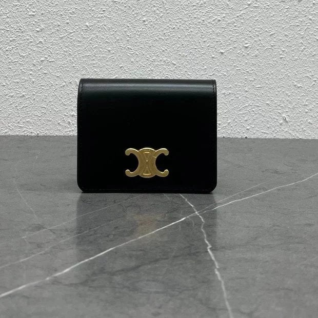 Celine Wallet Top version 【Premium Original Leather】2024New Sale Short Arc De Triomphe Hardware Buckle Wallet.TRIOMPHE Pure Steel Arc De Triomphe Snap Button Closure Short Wallet Women's Presbyopic Wallet Men's Short Wallet