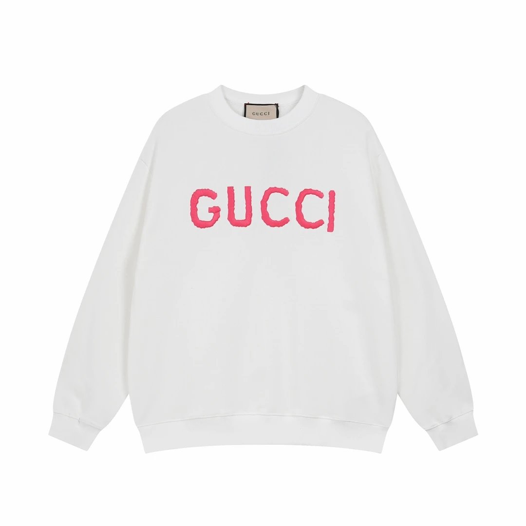 Gucci Hoodie Chest foam padding logo Round Neck Sweatshirt Long Sleeve Base Shirt Jacket Top Fashion Unisex Sports Casual Loose Fit Versatile Autumn Winter New Arrival