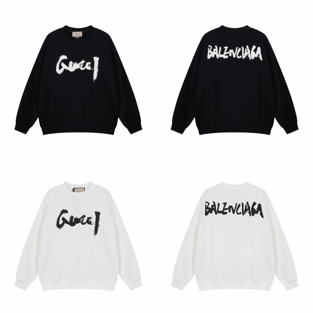 Gucci Hoodie Collaboration Edition Print logo Round Neck Sweatshirt Long Sleeve Base Shirt Jacket Top Fashion Unisex Sports Casual Loose Fit Versatile Autumn Winter New Arrival