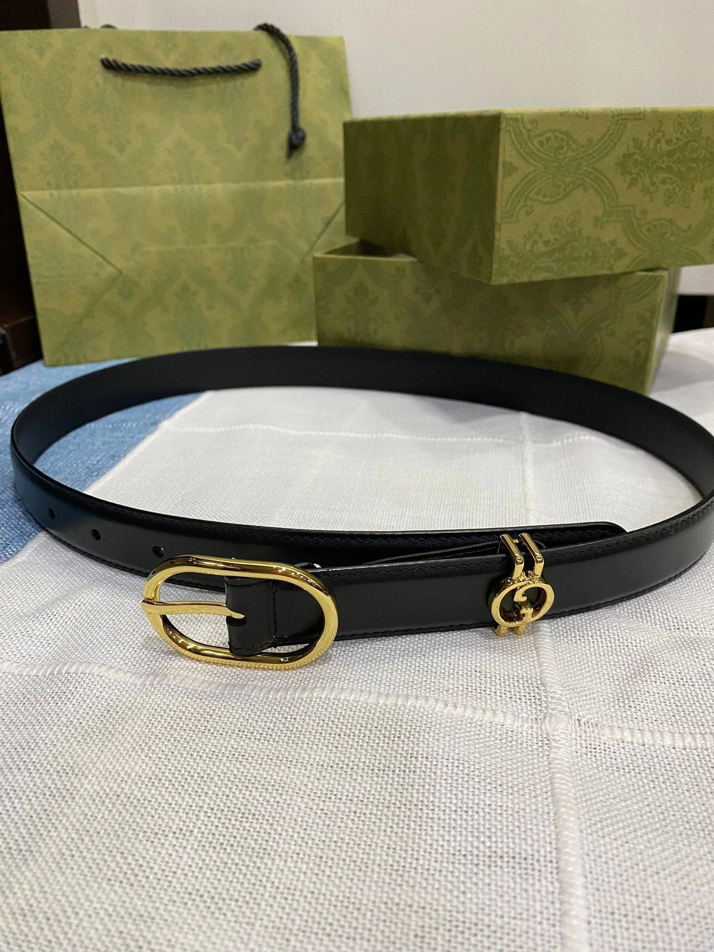 Gucci Belt Top version 《Full Package》New Original Women's Belt2.5Genuine Leather Belt Women's Pair g Belt Women's Fashion Casual Original Leather Ancient Home Pin Buckle Belt GG Home Pant Belt Female Guqi Guqi Shi Belt Feila Grid